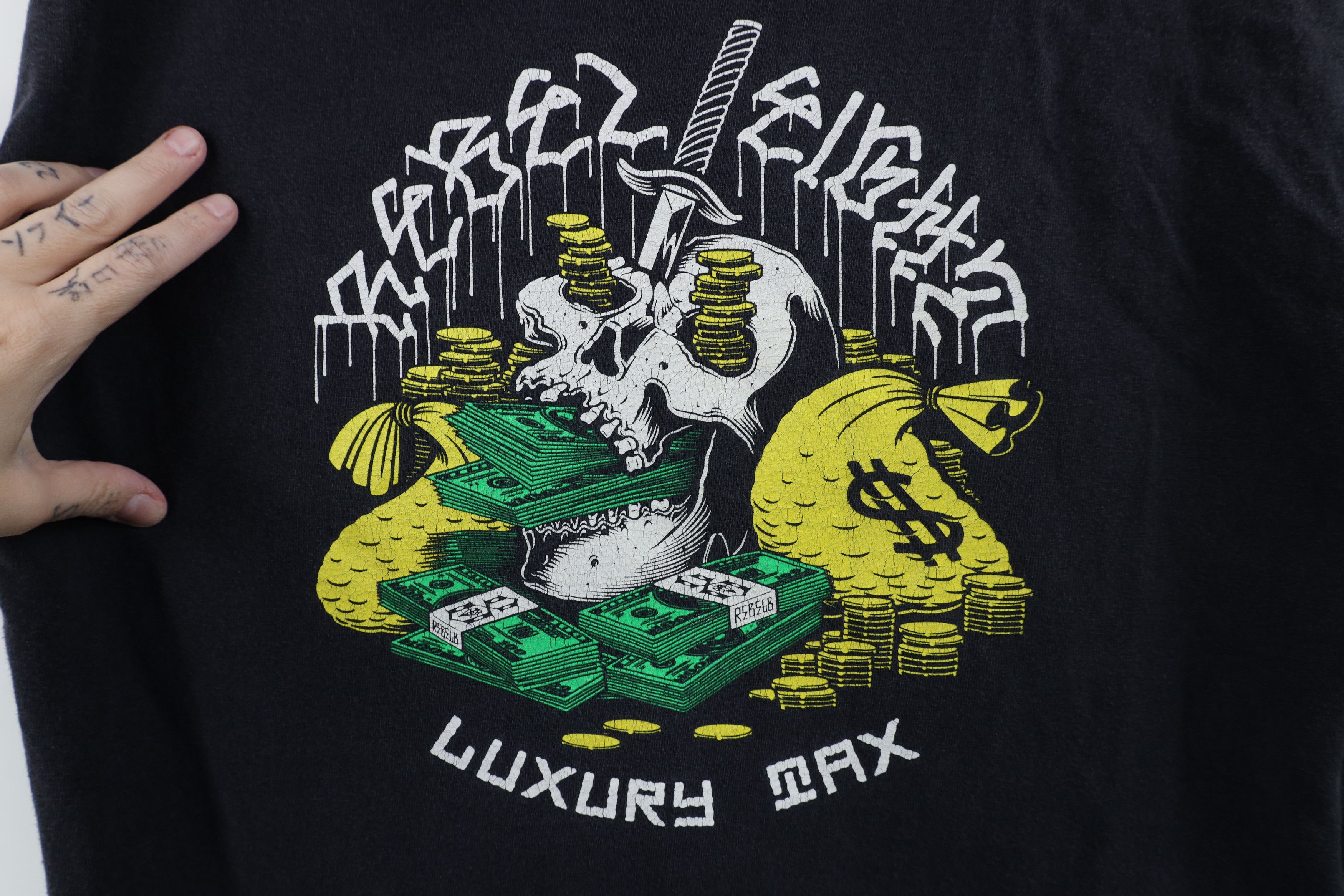 Vintage Vintage Rebel 8 Spell Luxury Tax Skull Money T-Shirt Black Size US L / EU 52-54 / 3 - 4 Thumbnail