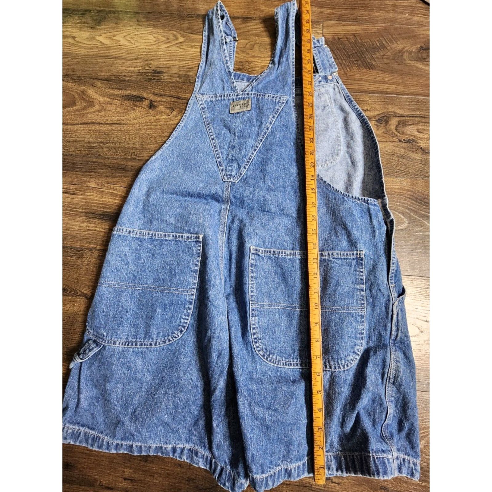 Lee VINTAGE Lee Denim Overall Jean Shorts Womens XL Blue USA Size 40" / US 18 - 2 Thumbnail