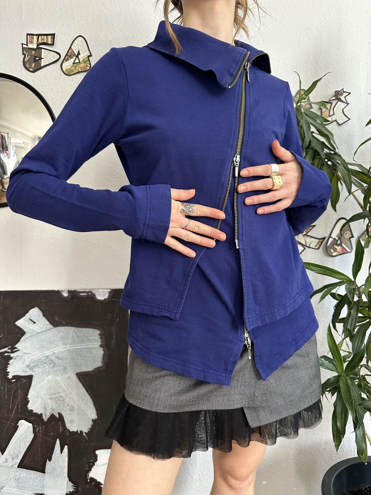 20471120 × Seditionaries × Vintage CoraKemperman Asymmetrical Double Zip Hight Neck Pullover Size M / US 6-8 / IT 42-44 - 3 Thumbnail