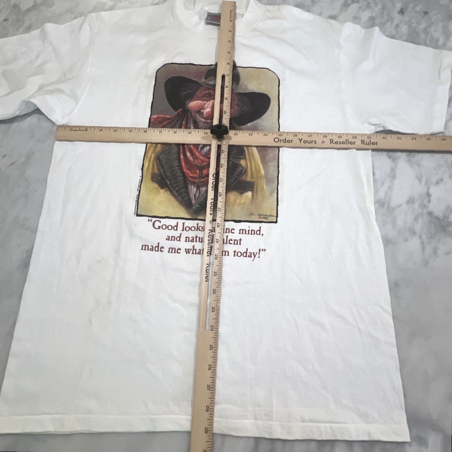 Vintage VINTAGE Mike Scovel T Shirt XL White 90s Cowgirl Theme 1990s Mens Shirt Size US XL / EU 56 / 4 - 7 Thumbnail