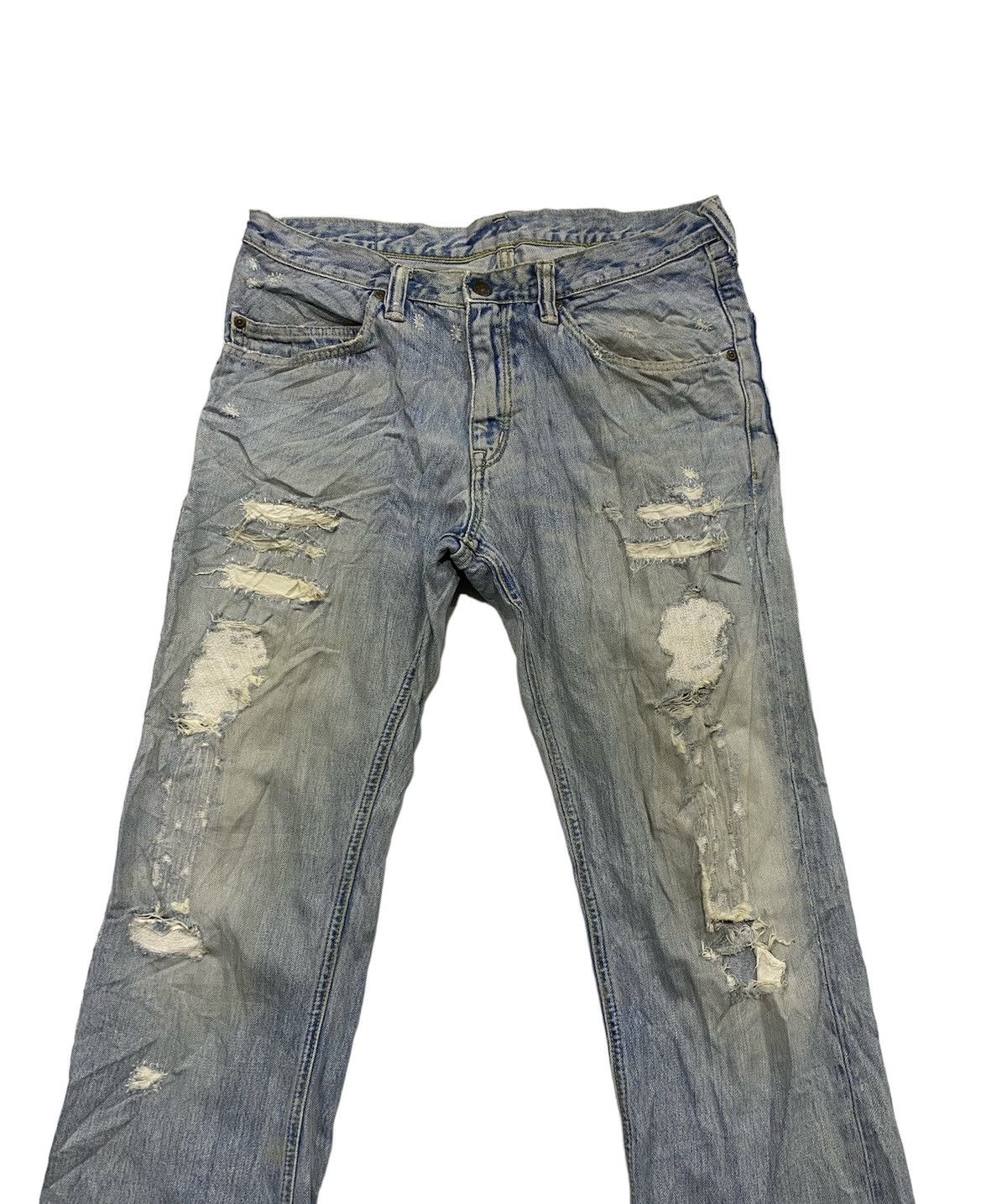 Blue Blue Japan SUPER DESTROYED DENIM PANTS BLUE-BLUE JAPAN FLARE TYPE Size US 31 - 4 Thumbnail