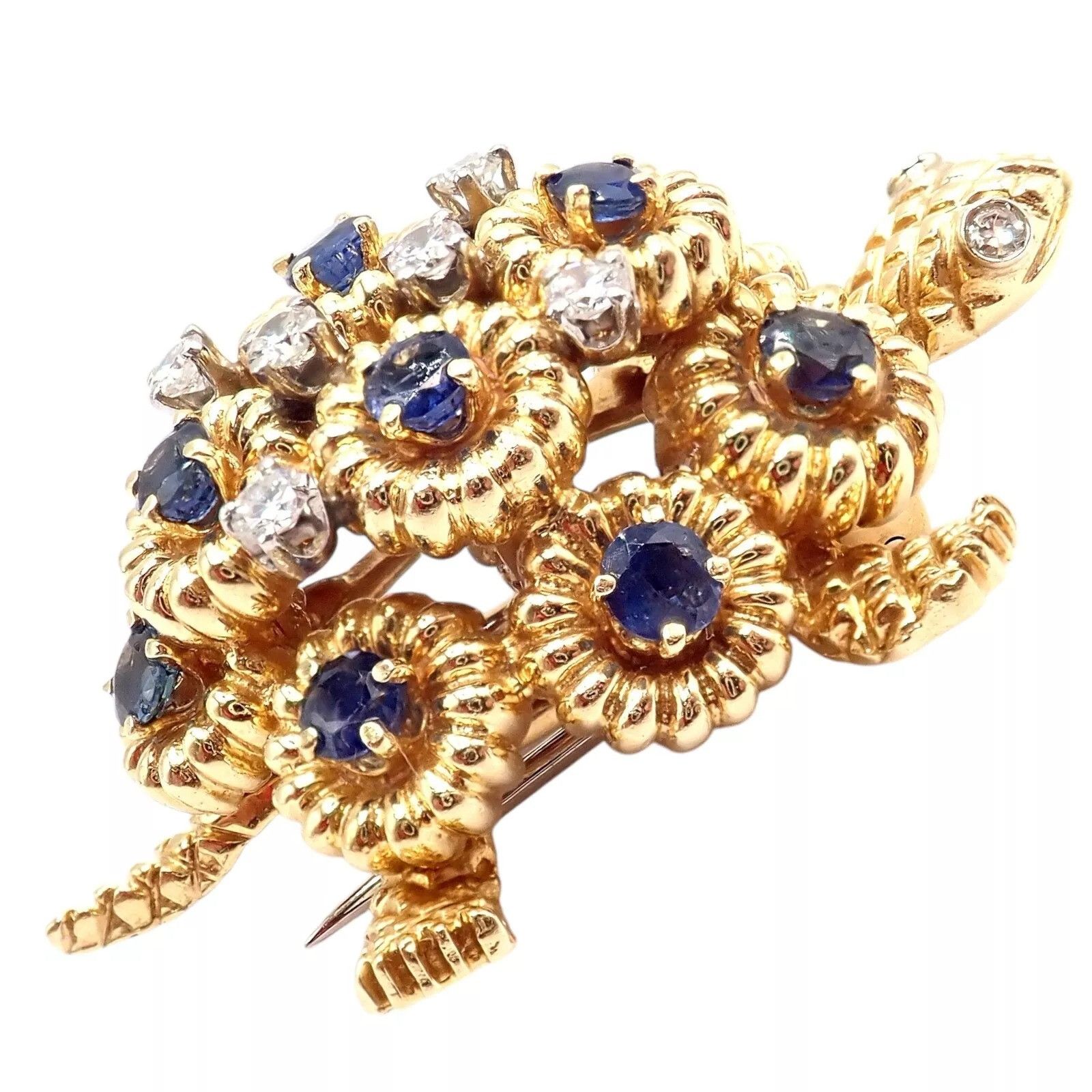 Tiffany & Co. Tiffany & Co. 18k Yellow Gold Diamond Sapphire Pin Brooch Size ONE SIZE - 13 Thumbnail