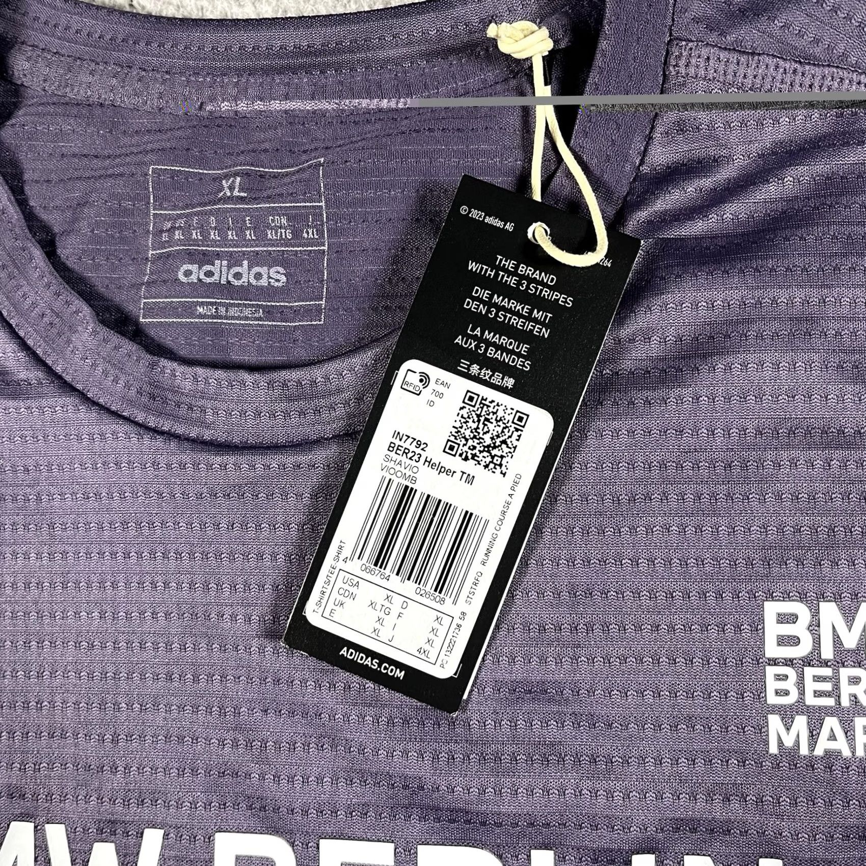 Adidas adidas Jersey Men XL Short Sleeve T-Shirt Purple running & jogging gear Berlin Marathon endorse Size US XL / EU 56 / 4 - 3 Thumbnail