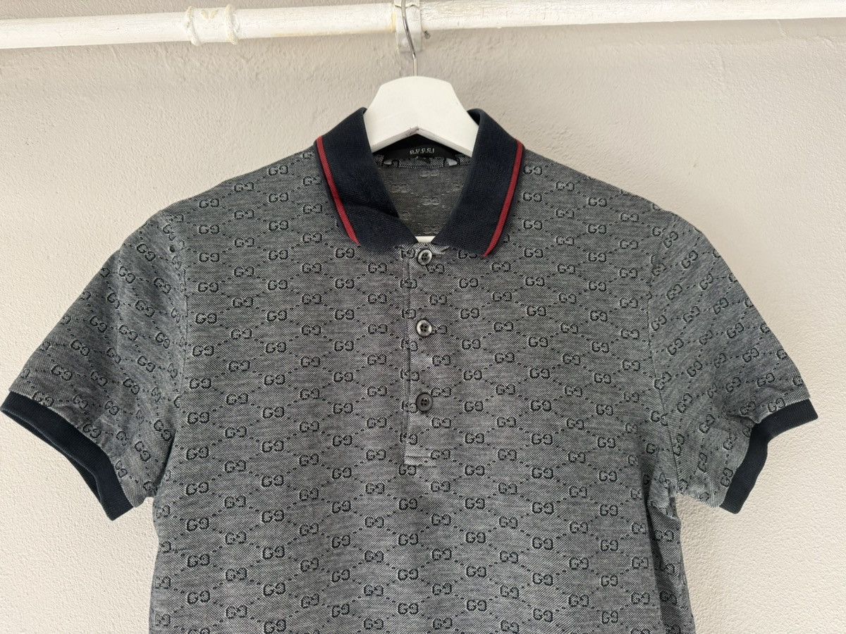 Gucci Monogram Cotton Polo with Navy Tipped Collar Size US S / EU 44-46 / 1 - 2 Thumbnail