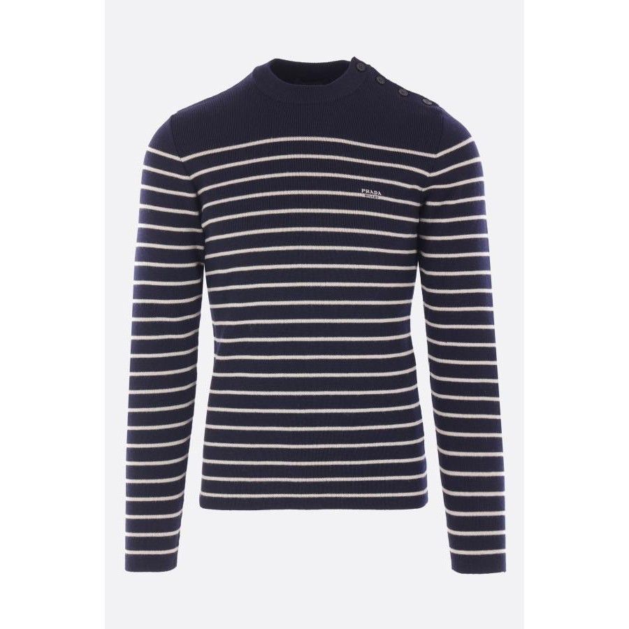 Prada PRADA Striped Blue Wool Pullover New & Authentic (Men's size Size US M / EU 48-50 / 2 - 1 Thumbnail