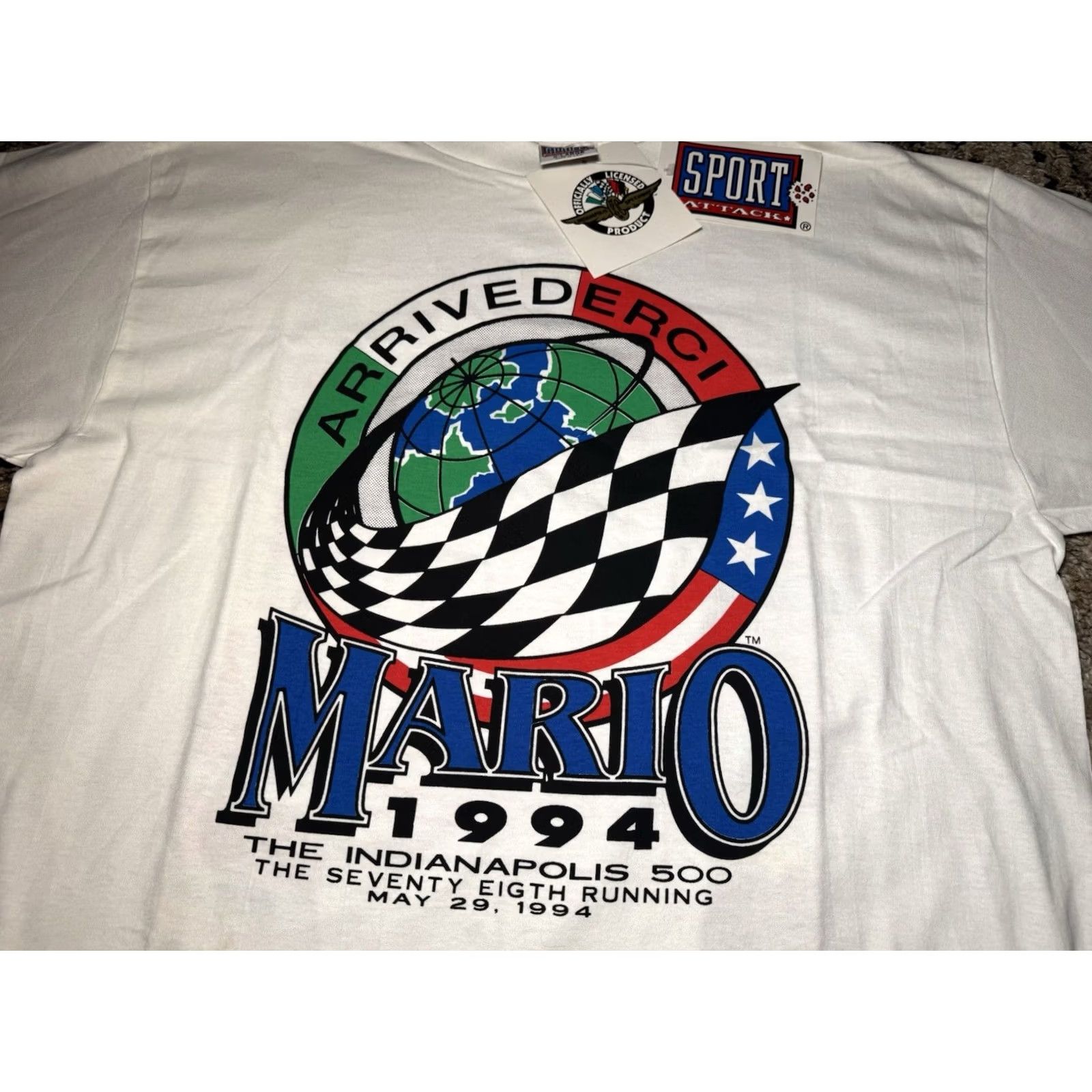 Doublet VINTAGE 90s Indy 500 MARIO ANDRETTI Arrivederci Double Sided XL Mens Size US XL / EU 56 / 4 - 4 Thumbnail