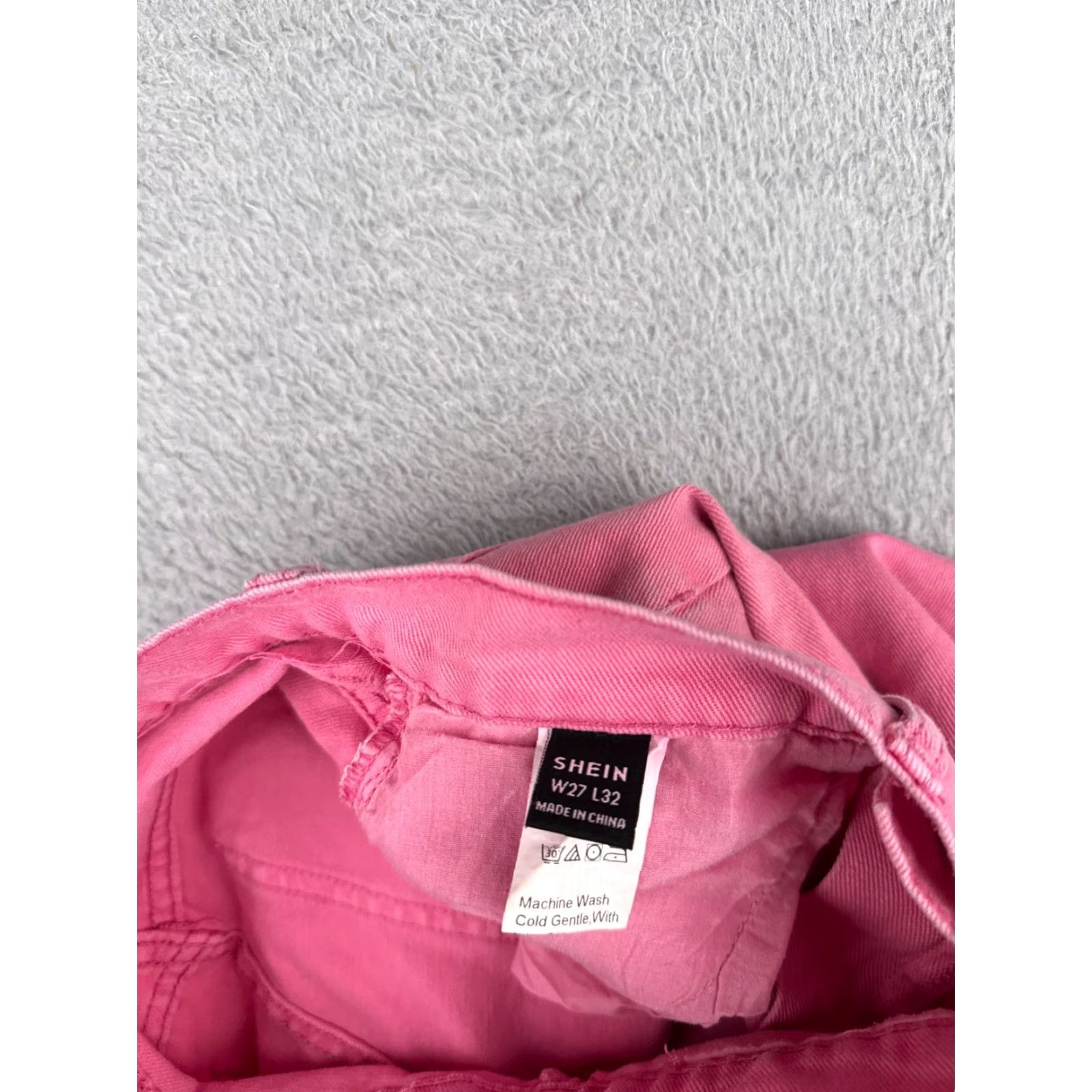 Shein Shein Jeans Women 27 Pink Wide-Leg High Rise Cotton Blend Raw Hem 27x32 Size 27" / US 4 / IT 40 - 6 Thumbnail