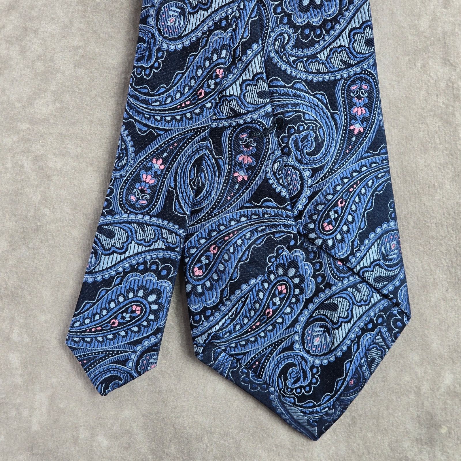 Other Beau Brummel Soho Blue Floral Paisley 100% Silk Neck Tie Size 30 - 6 Thumbnail
