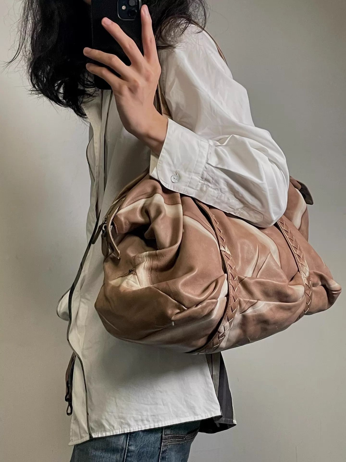 Bottega Veneta BV Knife-Cut Lambskin Boston Bag Caramel Macchiato Size ONE SIZE - 2 Thumbnail