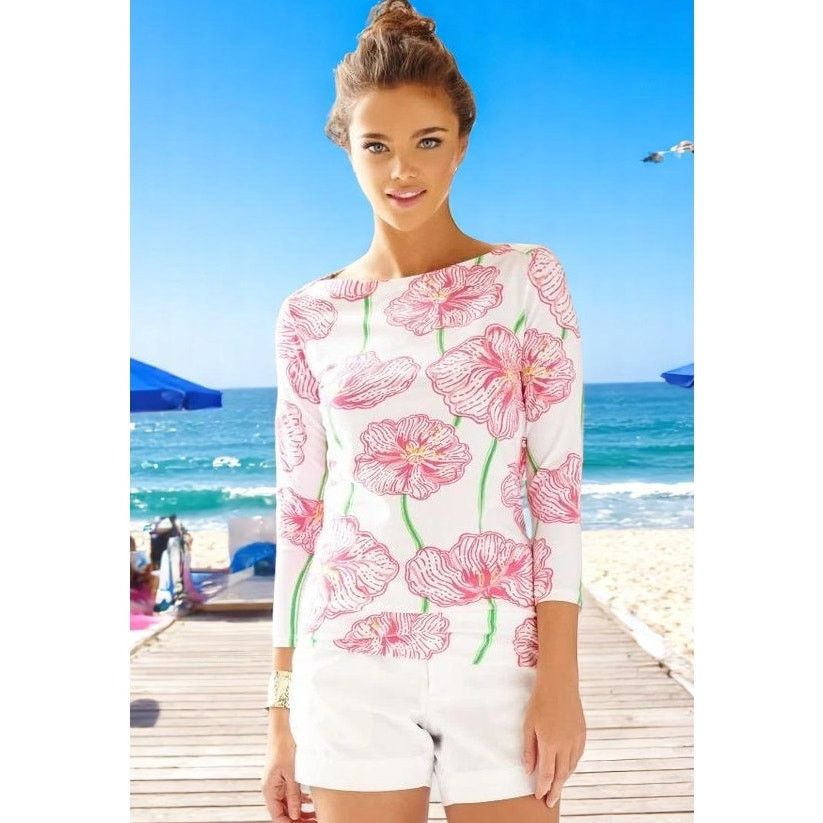 Lilly Pulitzer ANDIE Top Resort White Clover Cup Pink/Green