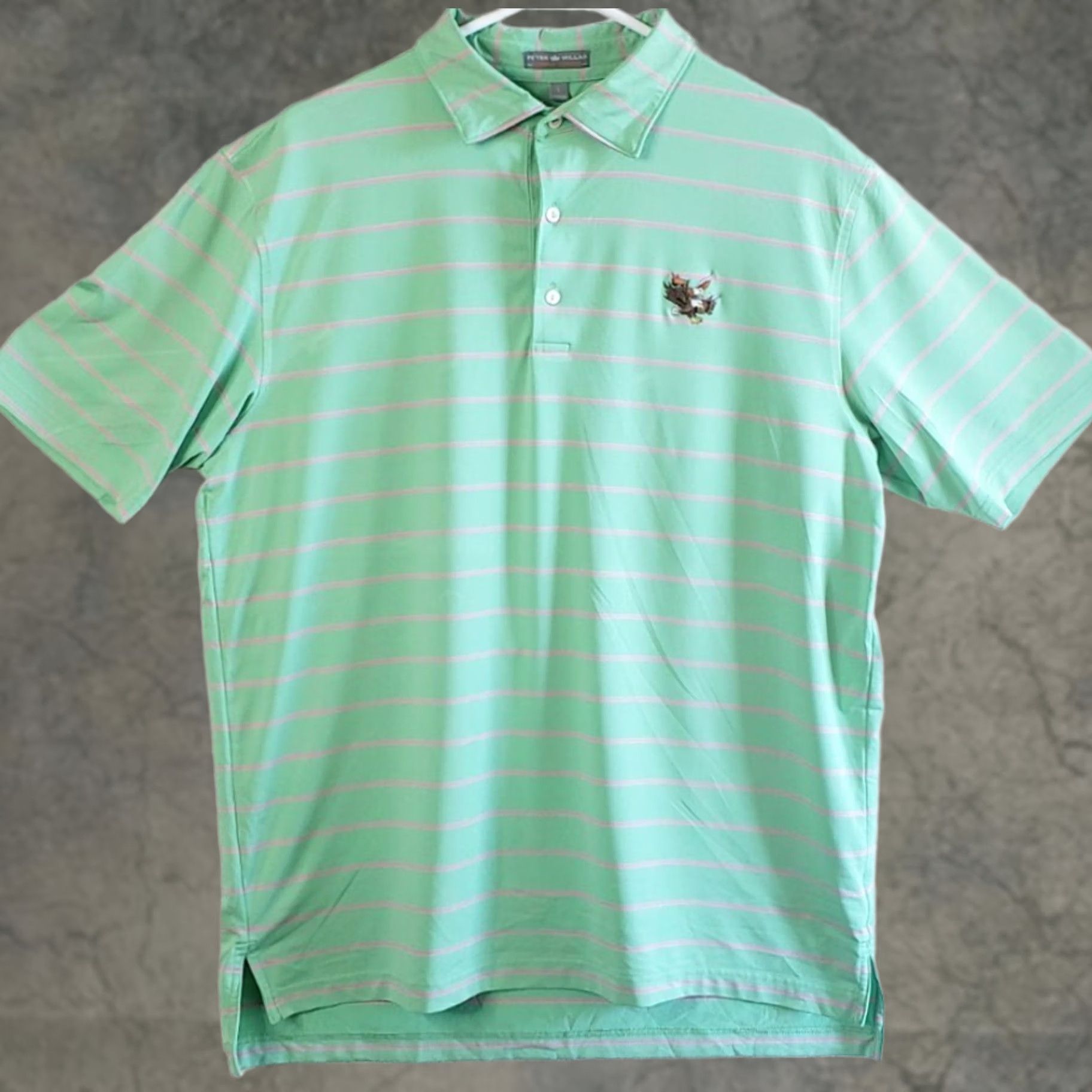 Peter Millar Peter Millar Summer Comfort Golf Polo Shirt Green Pink Stripe Stretch Mens Large Size US L / EU 52-54 / 3 - 1 Thumbnail