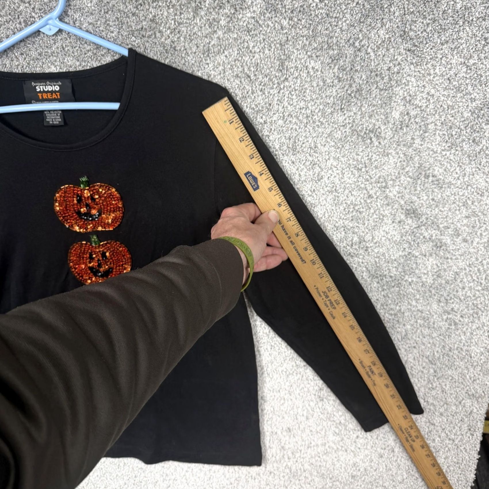 Vintage VINTAGE 90s Halloween Jack-O-Lantern Pumpkin Sequin Shirt L Studio Treat Womens Long Sleeve T-Shirt Black Shirts Mens Womens Boys Girls Size L / US 10 / IT 46 - 3 Thumbnail