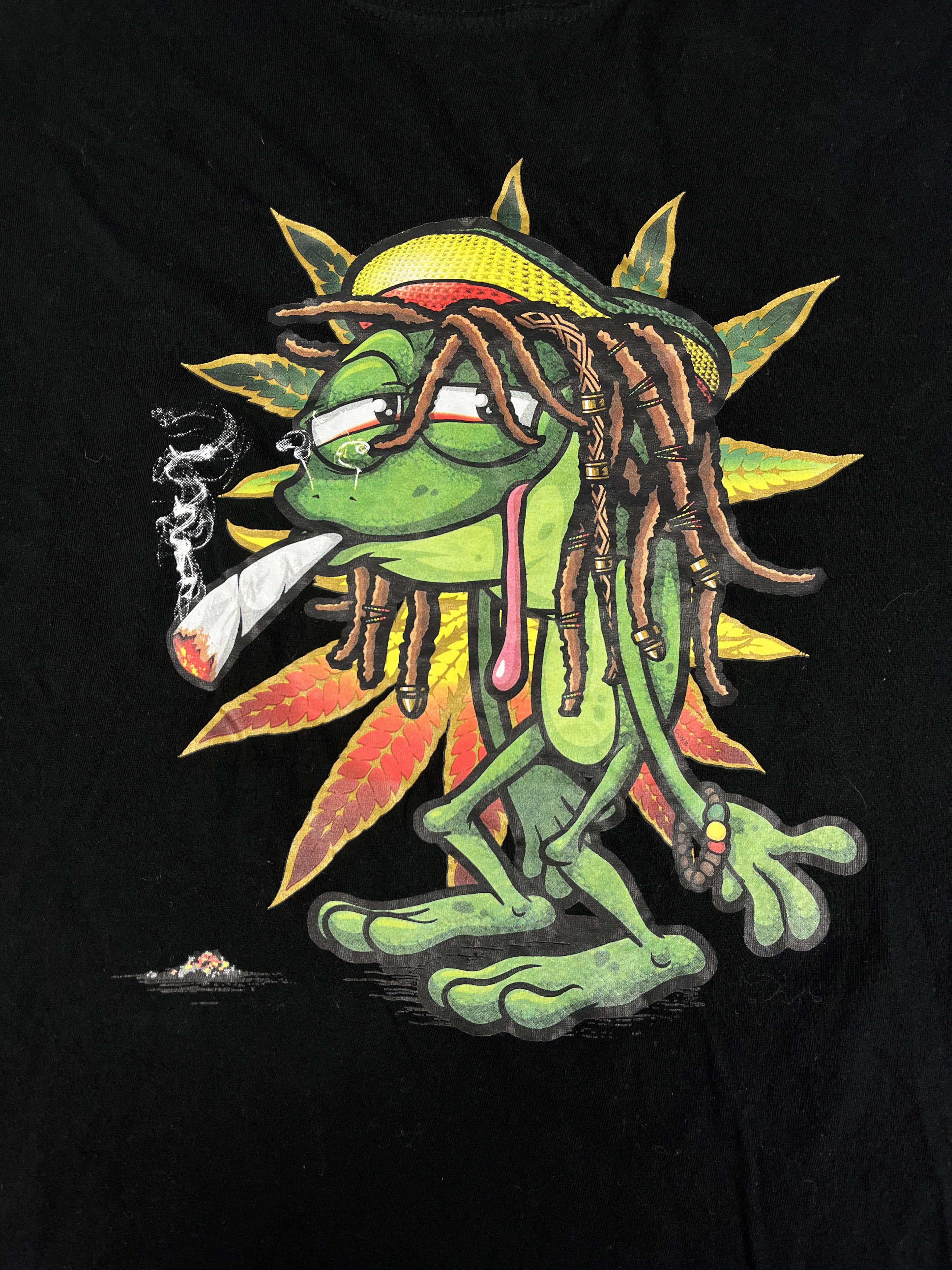 Vintage Vintage 90s Rasta Frog ☘️ Marijuana T-Shirt Bob Marley Style Size US XL / EU 56 / 4 - 2 Thumbnail
