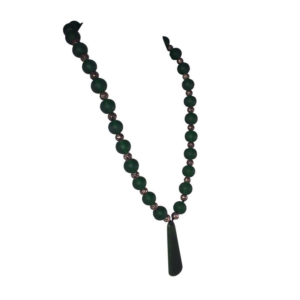 Designer African Green Trade Bead and Jade Pendant Necklace Size ONE SIZE - 2 Thumbnail
