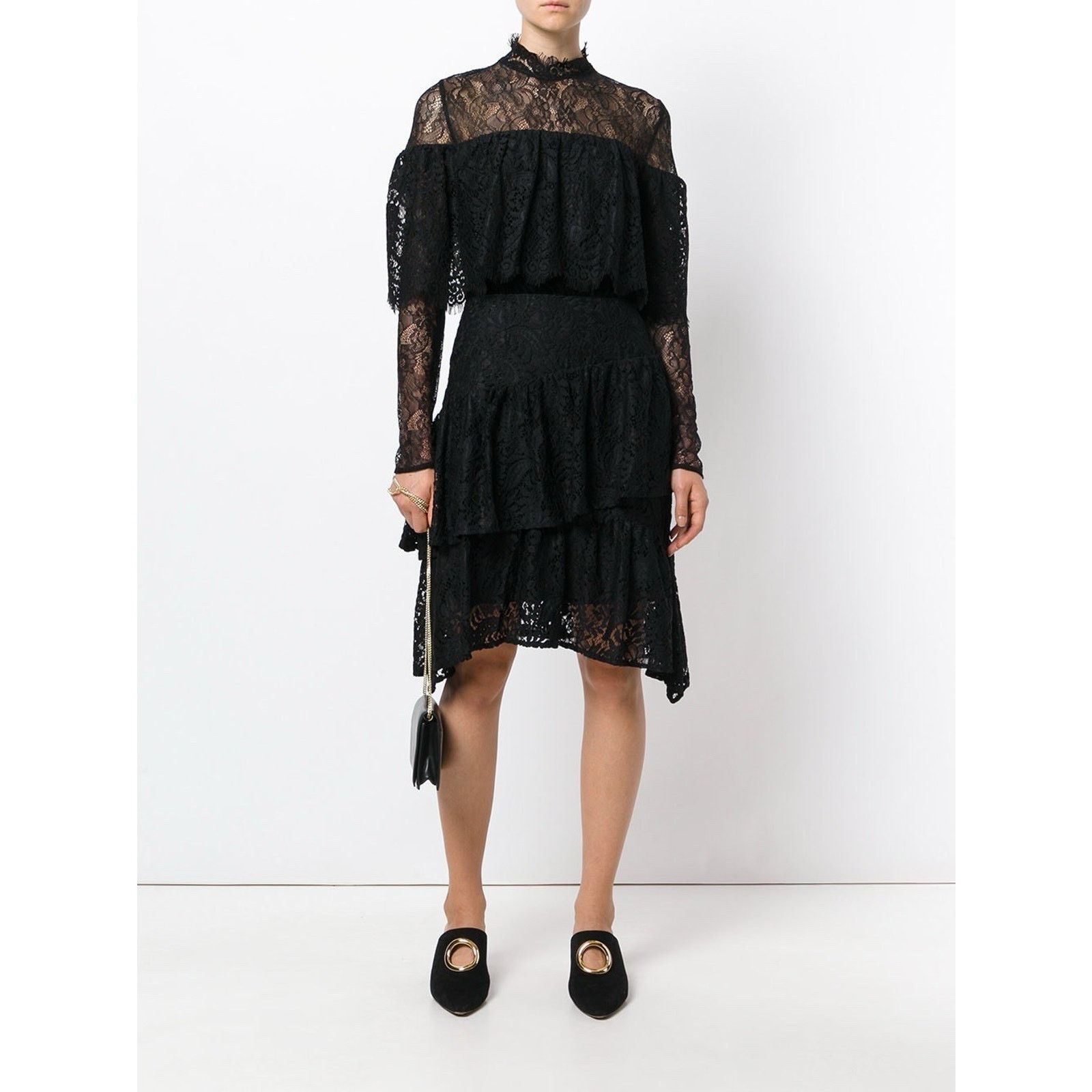 Vintage Perseverance London Paisley Ruffled Dress Black Size 12 midi Size M / US 6-8 / IT 42-44 - 1 Thumbnail