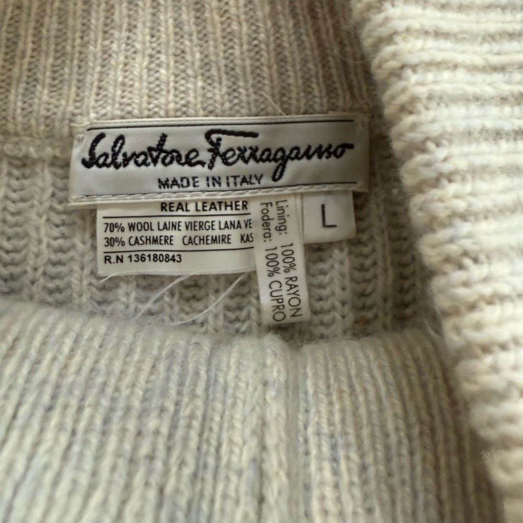 Salvatore Ferragamo Salvatore Ferragamo Wool Cashmere and Sueded Leather Full Zi Size L / US 10 / IT 46 - 9 Thumbnail