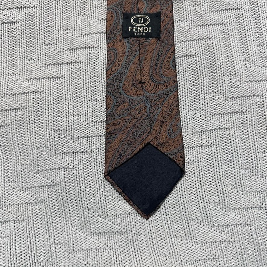 Fendi Vintage Fendi brown paisley silk tie Size ONE SIZE - 3 Thumbnail