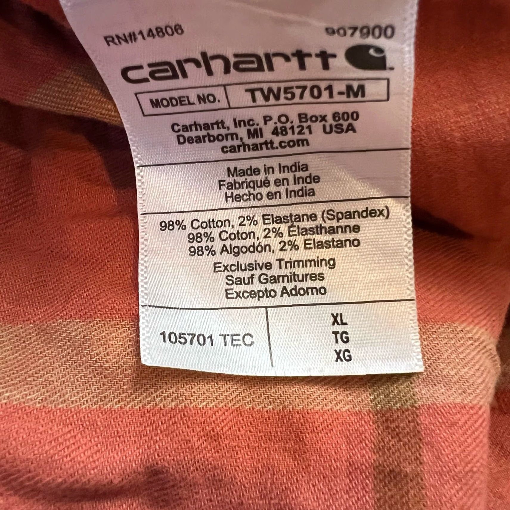 Carhartt Carhartt Shirt Mens XL Rugged Flex Ref Plaid Relaxed Fit Short Sleeve Button-Up Red Size US XL / EU 56 / 4 - 7 Thumbnail