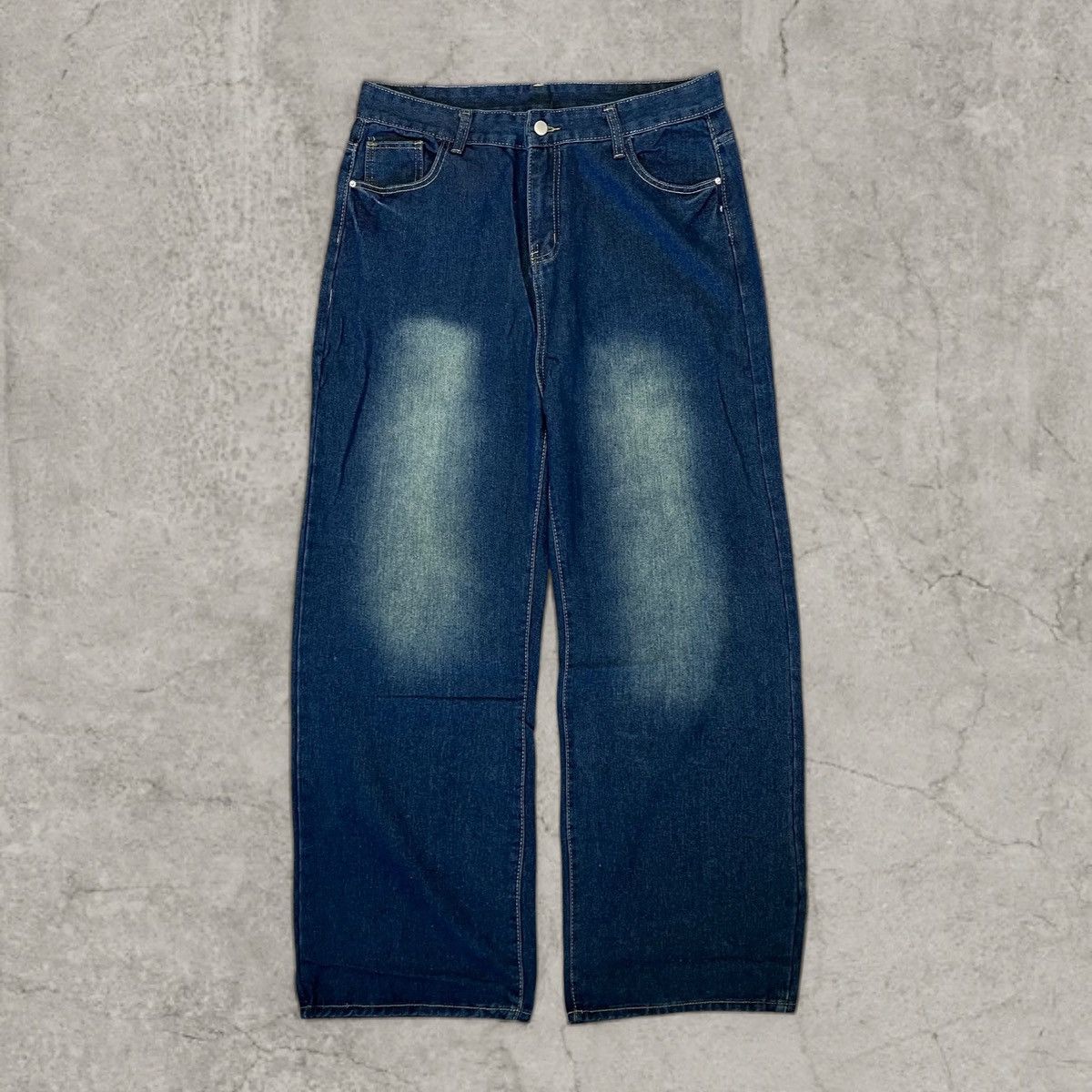 Japanese Brand Cool wide skater Japanese style jeans in faded blue. Size M Size US 34 / EU 50 - 2 Thumbnail