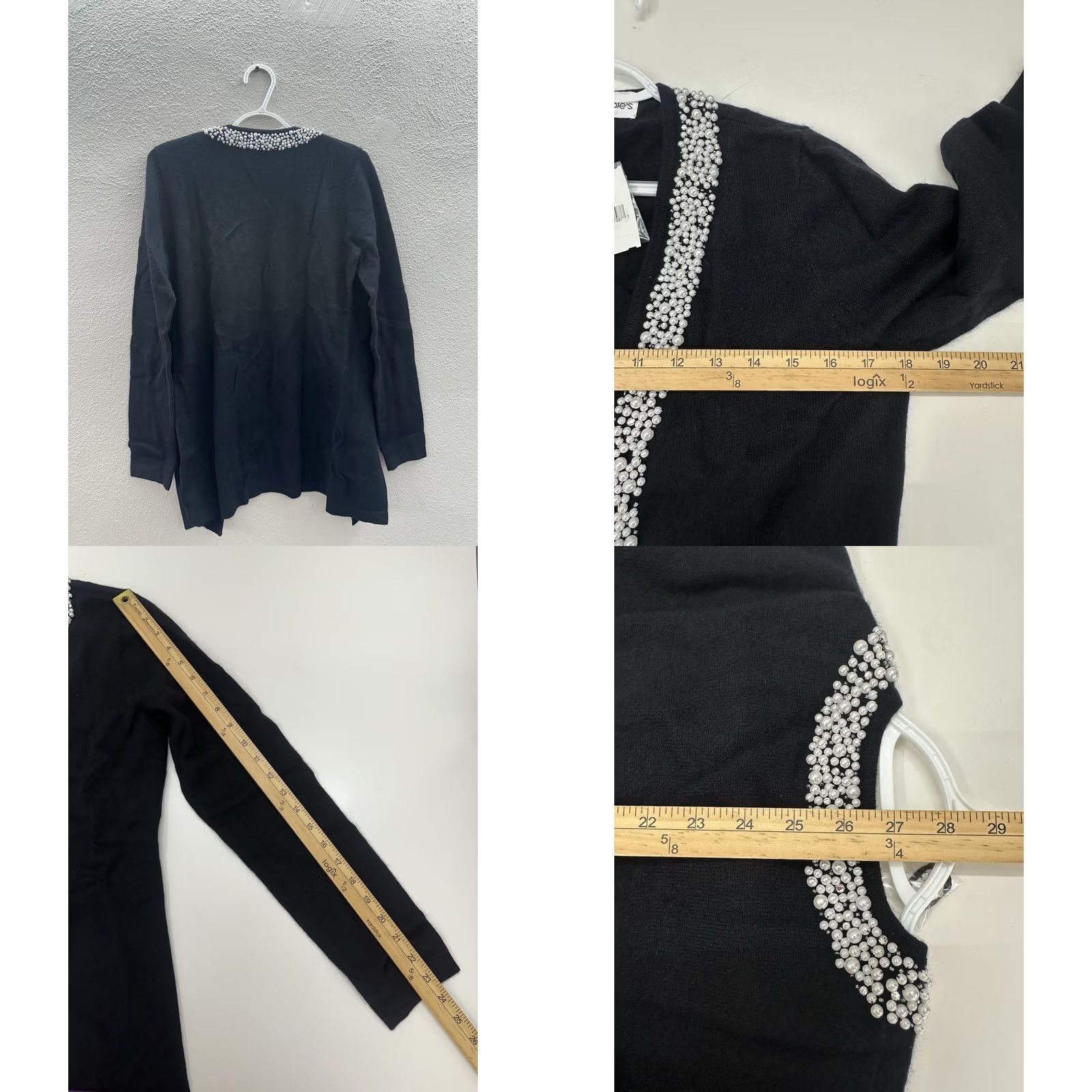 Bloomingdale's Bloomingdale's Womens Cardigan Size Medium Black Cashmere Embellished NWT Size M / US 6-8 / IT 42-44 - 8 Thumbnail
