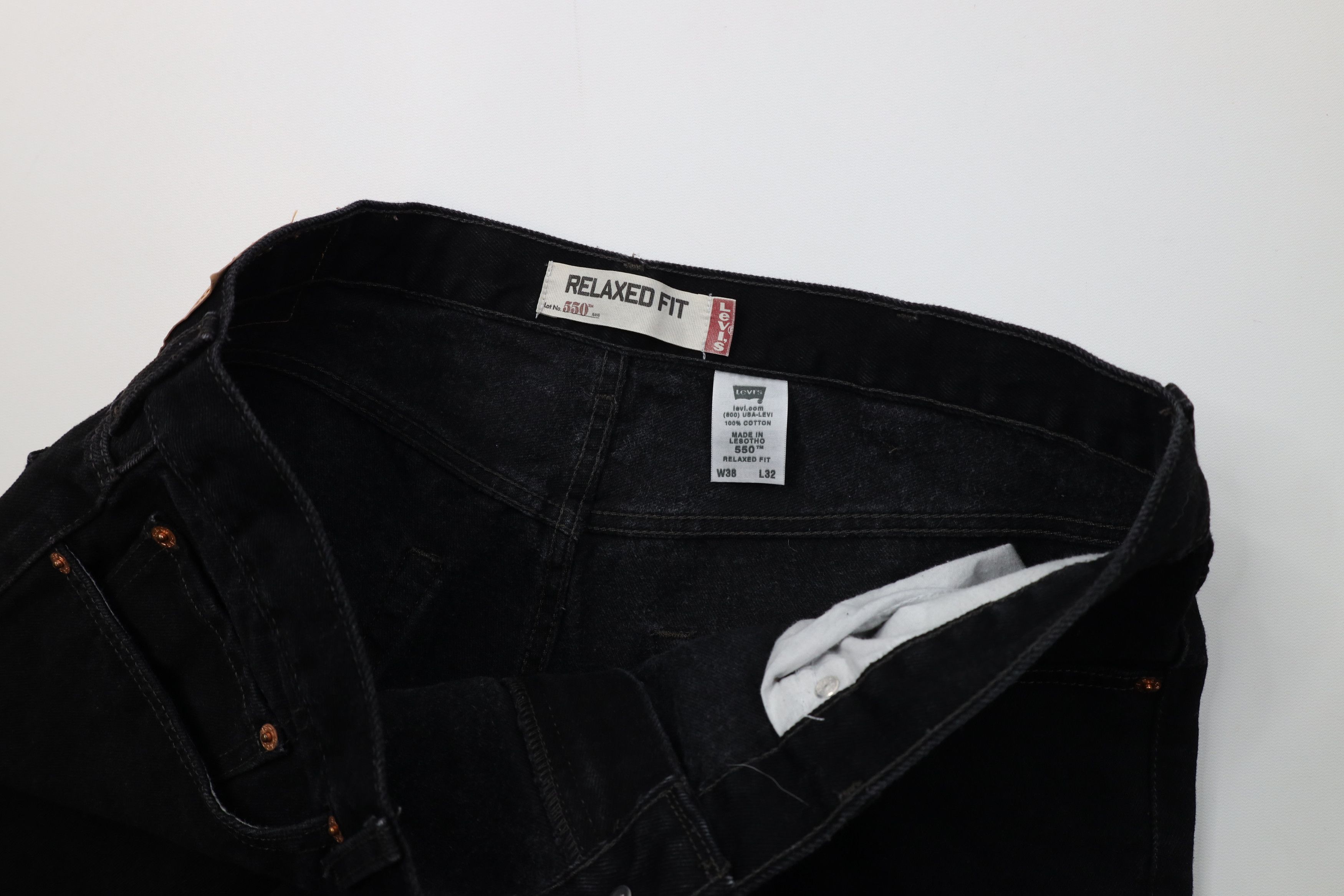Levi's Vintage Y2K Levis 550 Relaxed Fit Wide Leg Denim Jeans Black Size US 38 / EU 54 - 8 Thumbnail