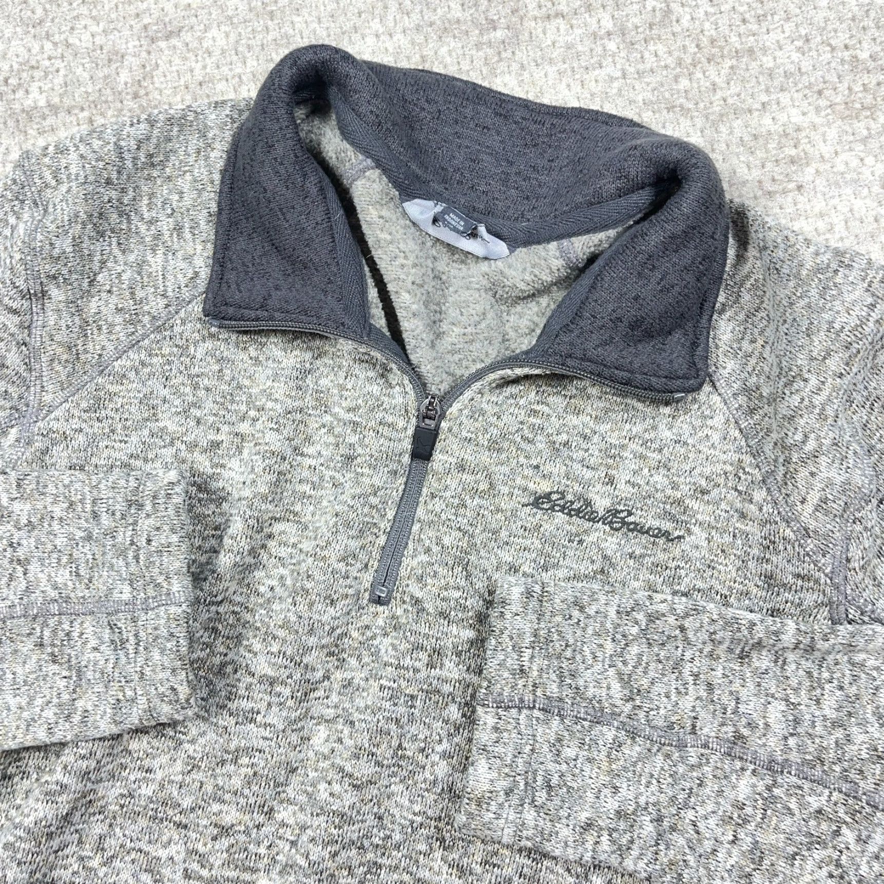Eddie Bauer Eddie Bauer Sweater Men Large Gray Pullover 1/4 Zip Fleece Jacket Heather Knit - Classic Outdoor | Mens | Regular Fit Size US L / EU 52-54 / 3 - 2 Thumbnail