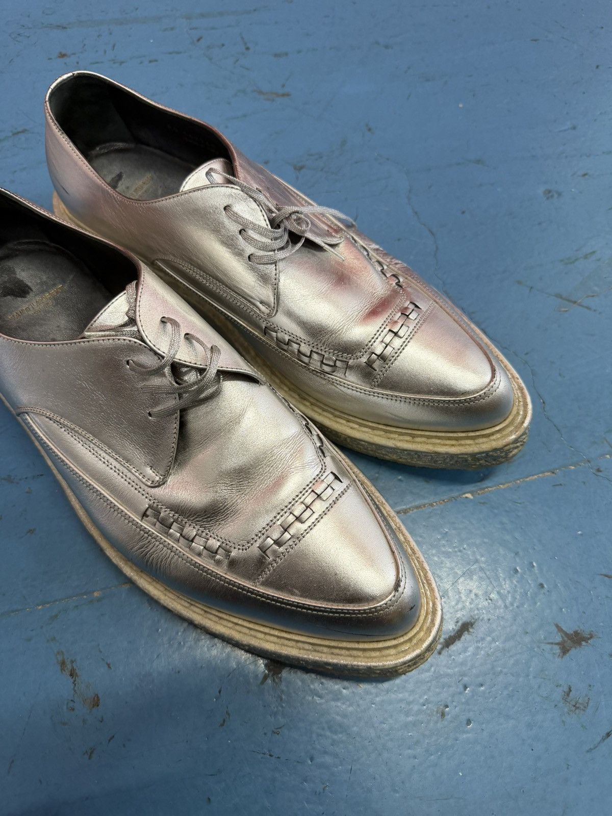 Saint Laurent Paris SAINT LAURENT SILVER CREEPER Size US 12 / EU 45 - 2 Thumbnail
