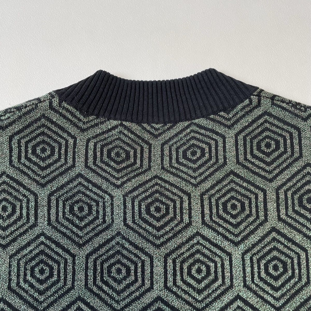 Dries Van Noten Metallic Green Geometric Patterned Zip Cardigan Size S / US 4 / IT 40 - 11 Thumbnail