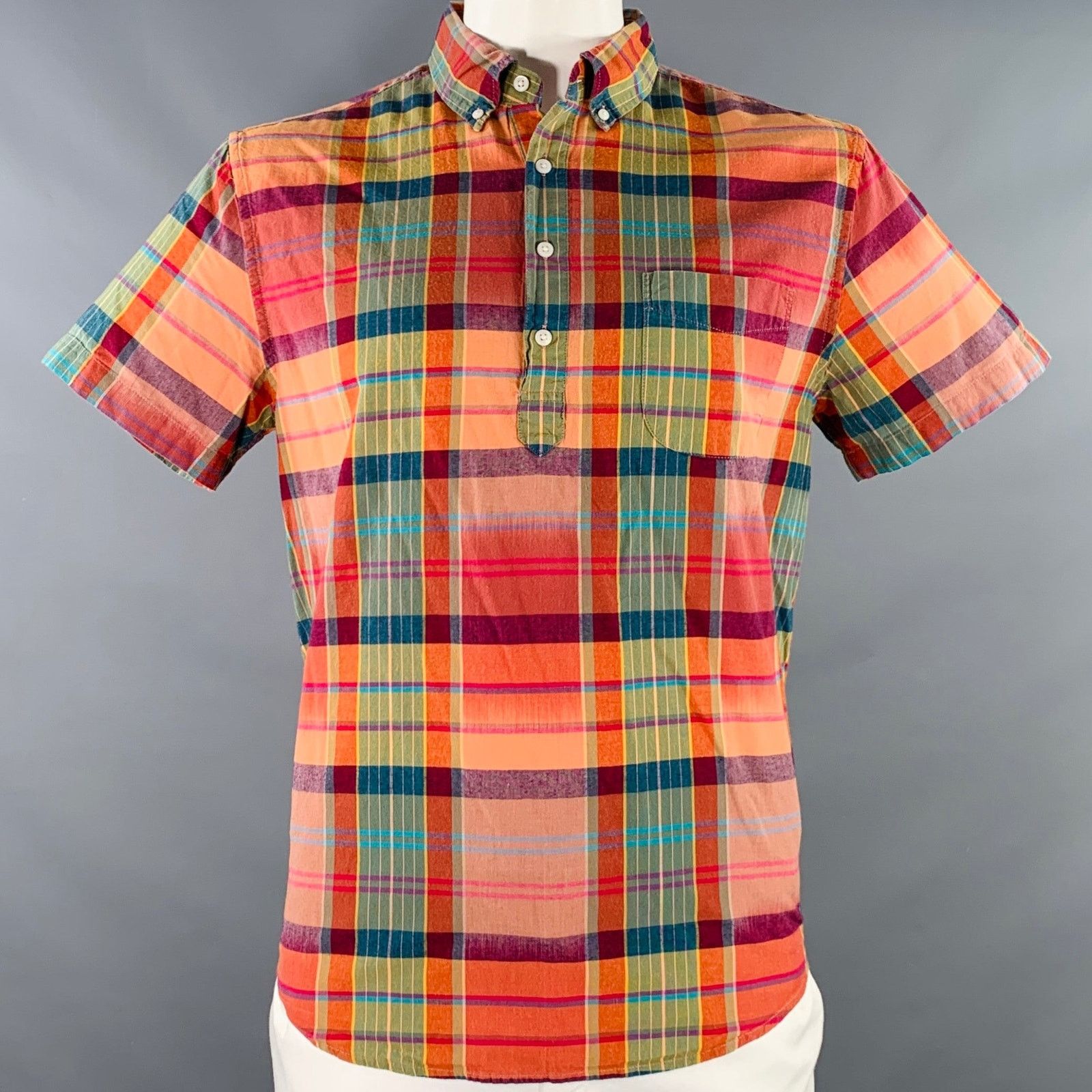 J.Crew Size L Multi Color Cotton Madras Classic Short Sleeve Shirt Size US L / EU 52-54 / 3 - 1 Thumbnail
