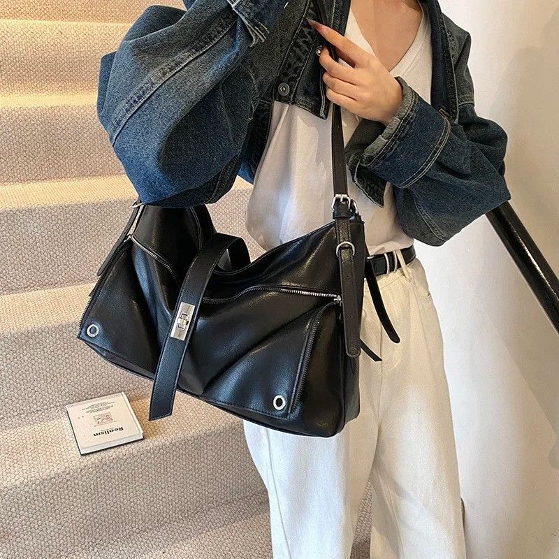 Leather × Vintage 2025 Big PU Leather Bag Size ONE SIZE - 1 Thumbnail