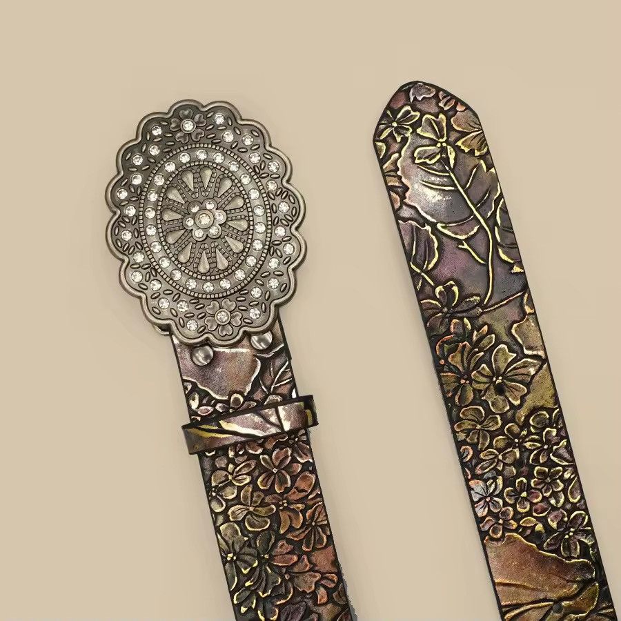 Japanese Brand Crystal Rhinestone & Leaf Pattern- 110 cm Size ONE SIZE - 3 Thumbnail