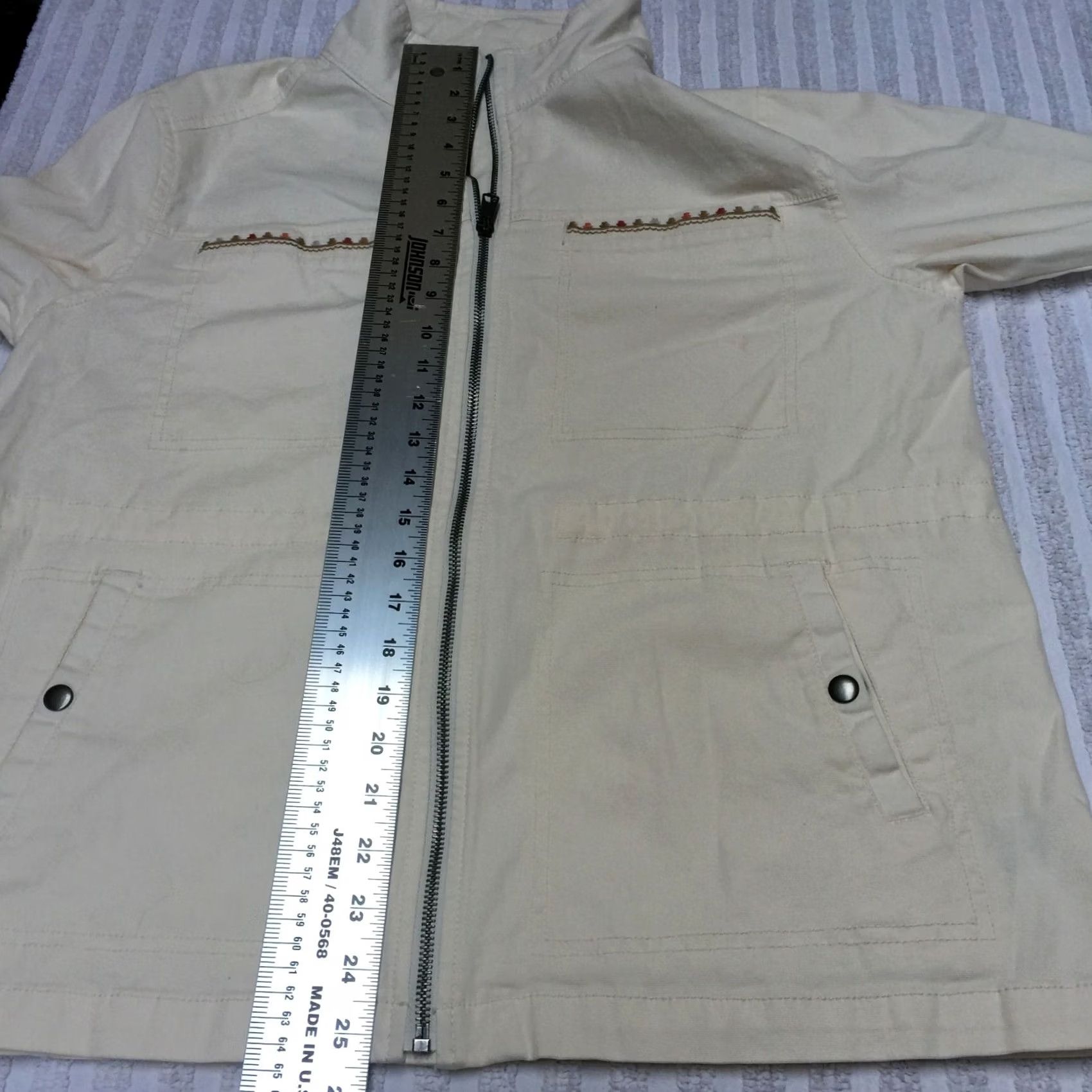 Old Navy Old Navy Women's Zip Up Lightweight Jacket Ivory Medium Pockets Cotton Blend Stand-Up Collar Casual Lightweight Jacket Size M / US 6-8 / IT 42-44 - 5 Thumbnail