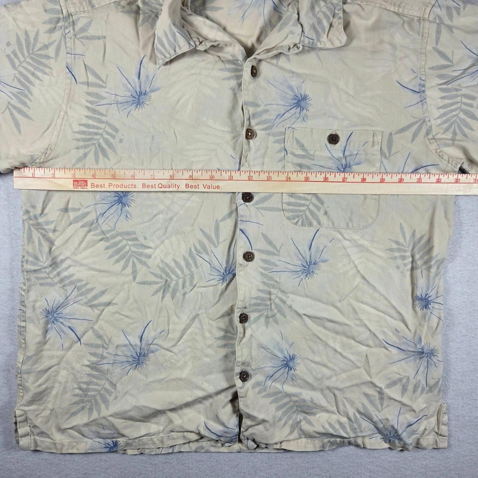 Tommy Bahama Tommy Bahama Men L Cream Tropical Leaf Print 100% Silk Size US L / EU 52-54 / 3 - 7 Thumbnail