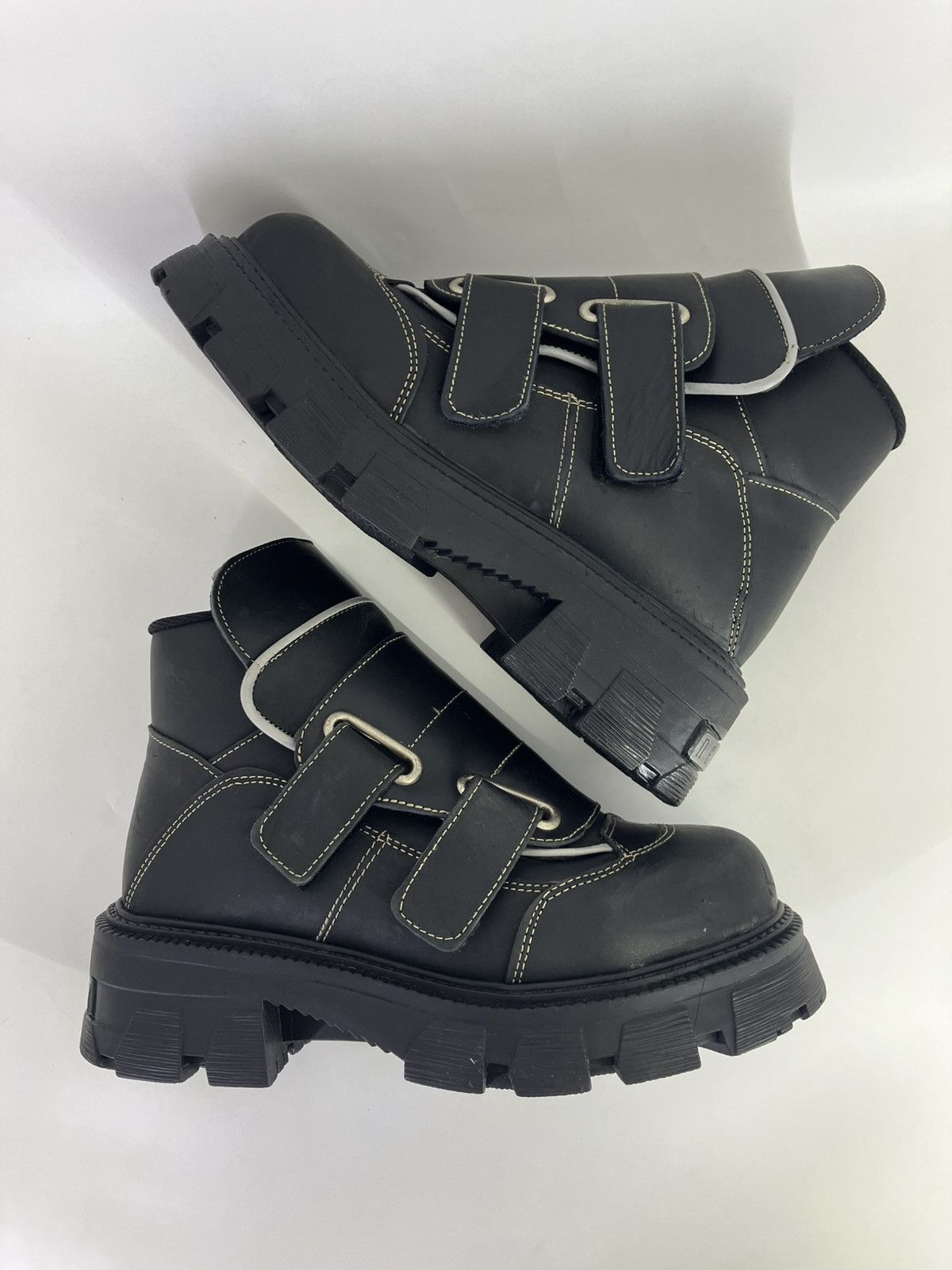 Vintage Genuine leather boots chunky platform New Boris 90s 00s