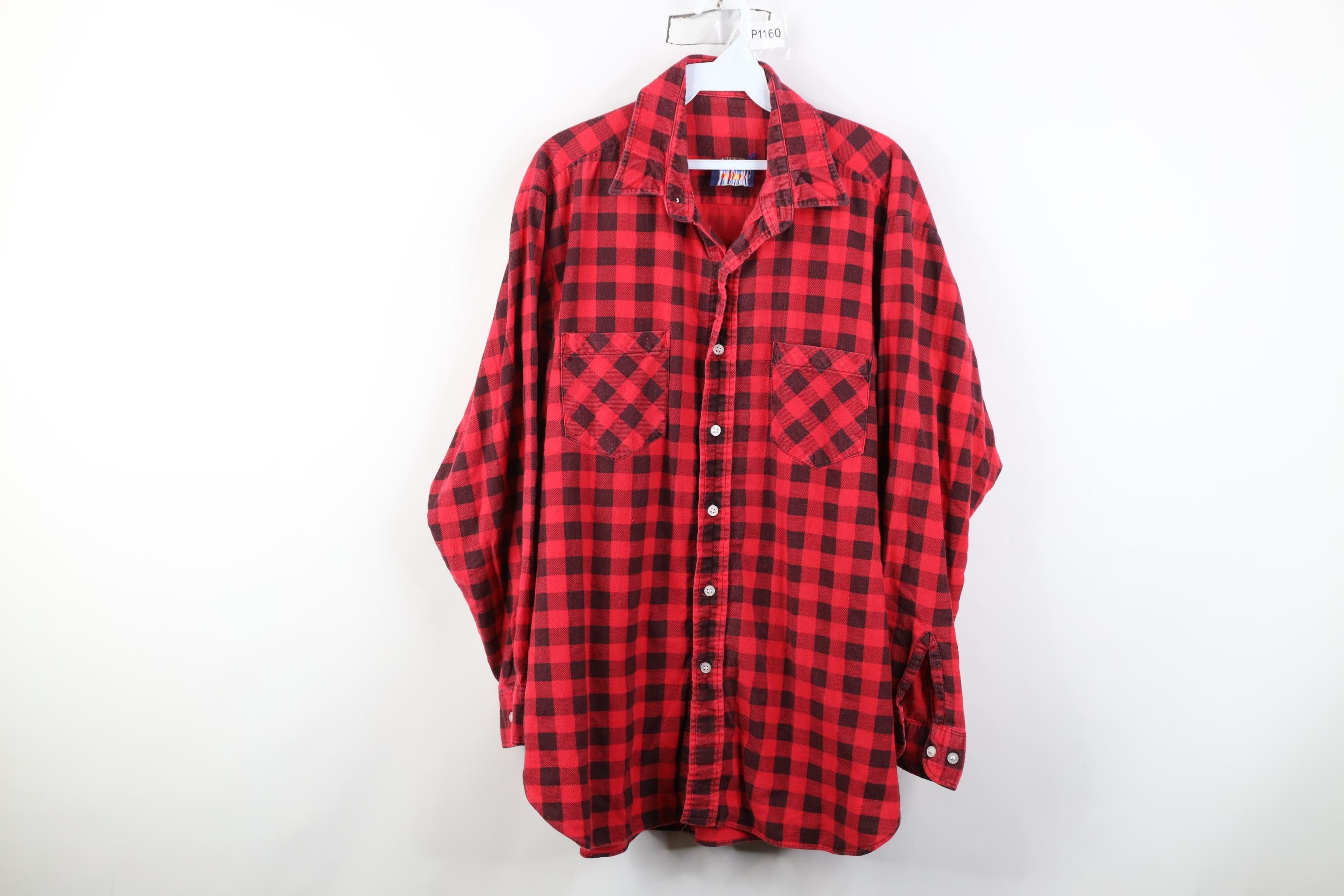 Dickies Vintage 70s 80s Dickies Collared Button Shirt Buffalo Plaid Size US XL / EU 56 / 4 - 1 Thumbnail