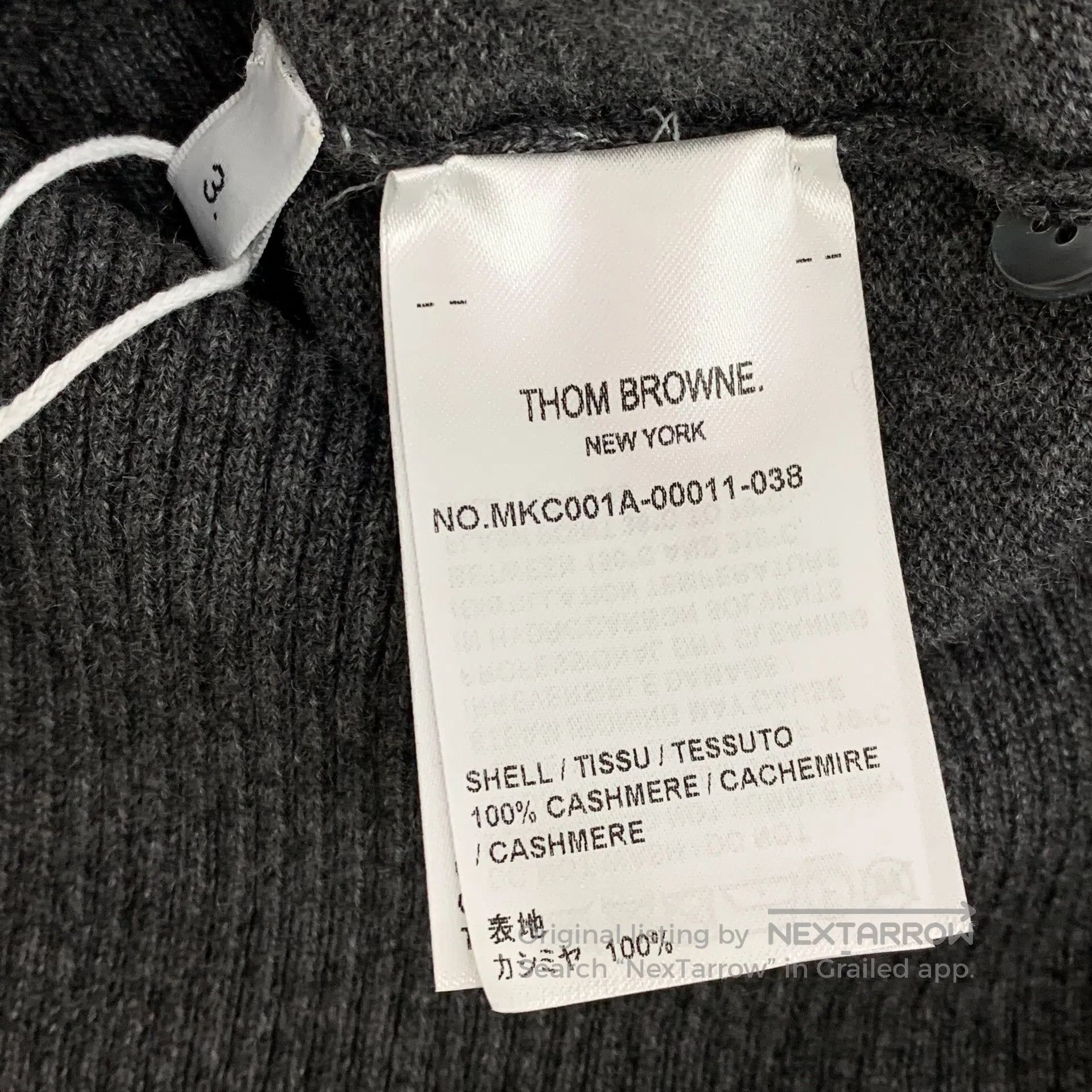 Thom Browne Thom Browne Dark Gray Classic Four Bar Cashmere V-neck Sin Size US L / EU 52-54 / 3 - 7 Thumbnail