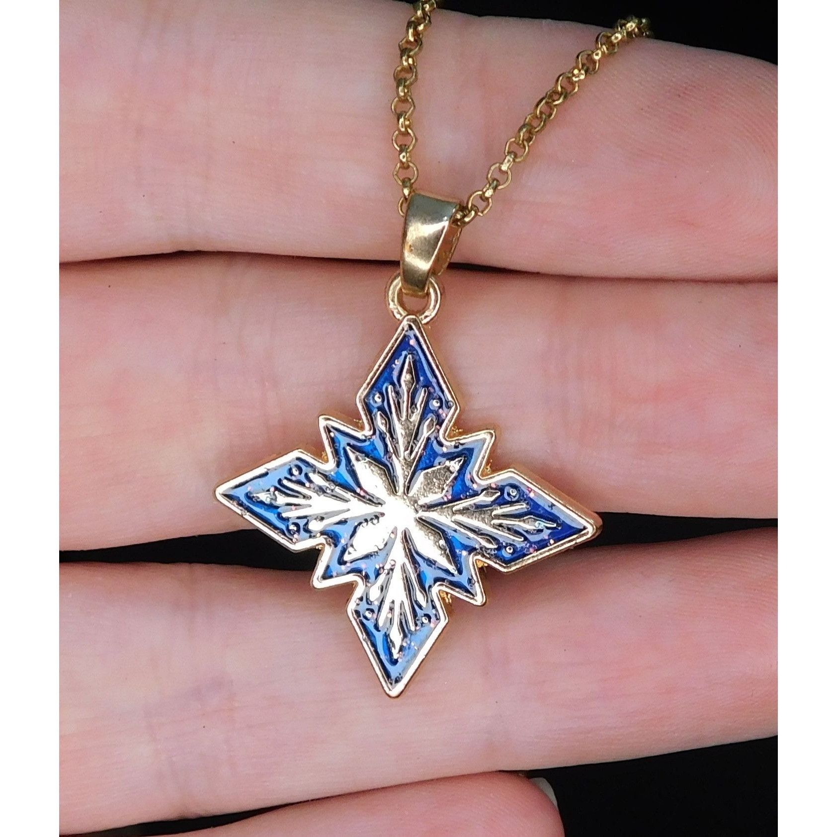 Other Blue And Gold Tone Snowflake Pendant Necklace Size ONE SIZE - 1 Thumbnail