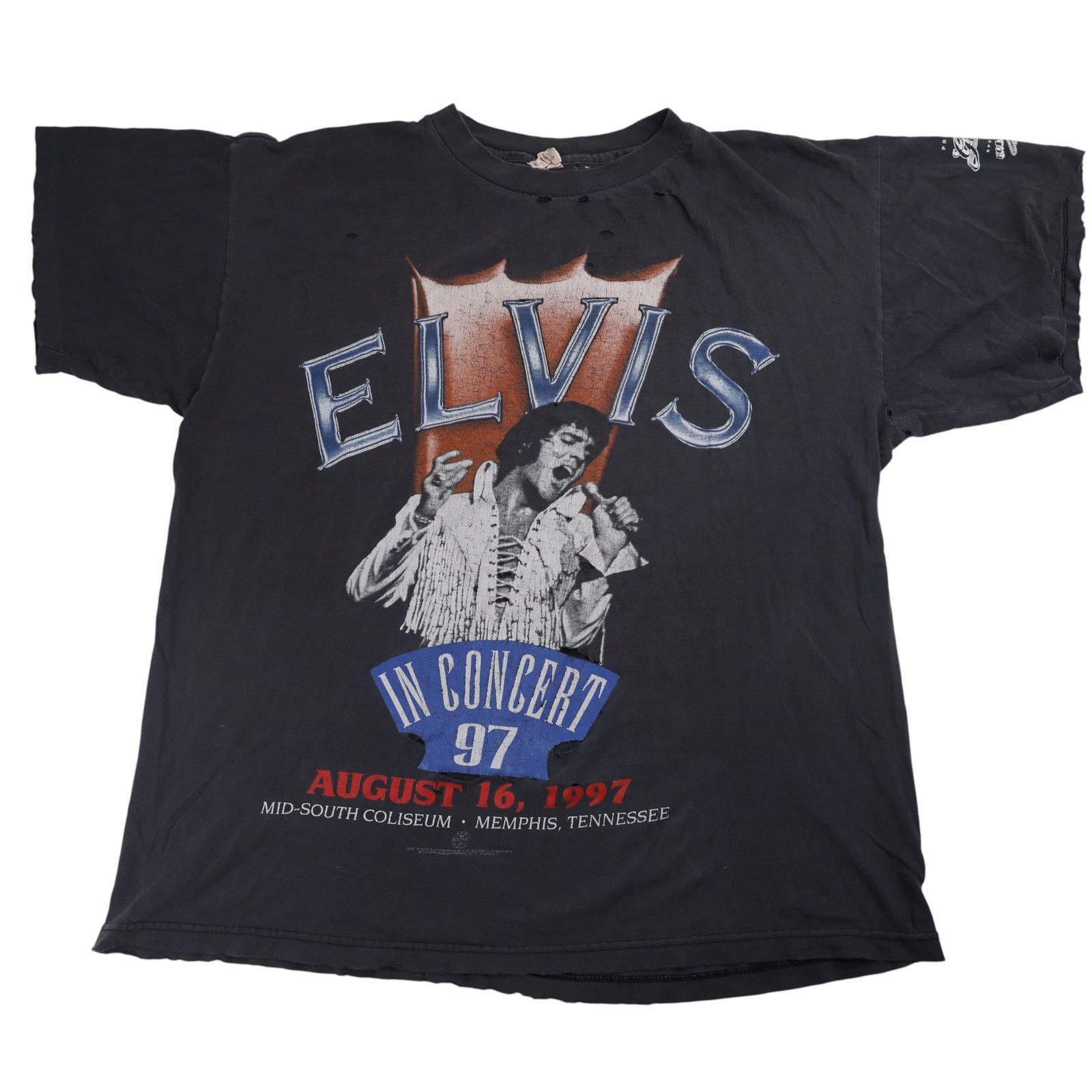 Band Tees × Vintage Distressed Vintage 1997 Elvis in Concert Band Tee Size US L / EU 52-54 / 3 - 1 Thumbnail