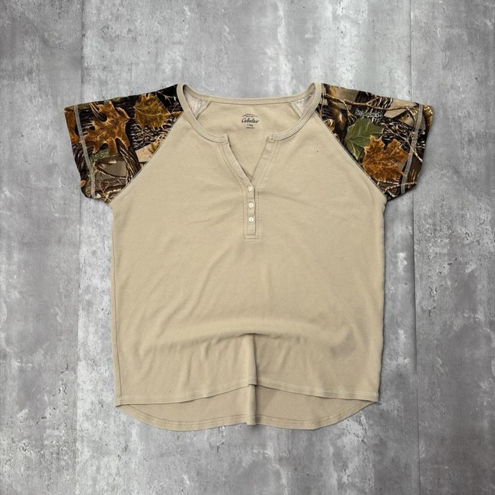Cabelas Y2K Beige Cabela’s Camo Grunge Hunting Henley Shirt Size L / US 10 / IT 46 - 1 Thumbnail