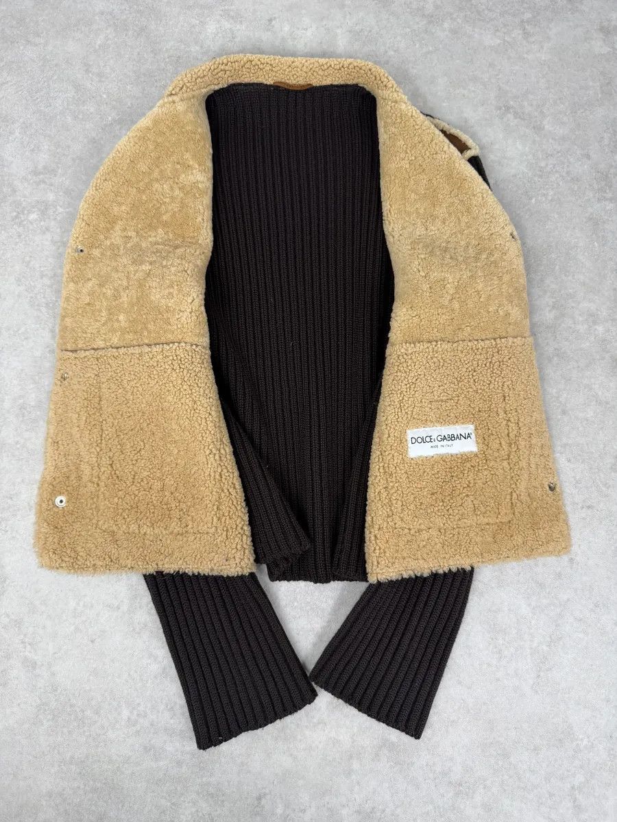 Dolce & Gabbana 1990s Dolce & Gabbana Brown Shearling Wool Leather Jacket Size US M / EU 48-50 / 2 - 8 Thumbnail