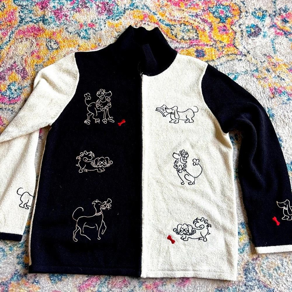 Designer Tan Jay Poodle Dog Lover Cardigan Size L / US 10 / IT 46 - 1 Thumbnail