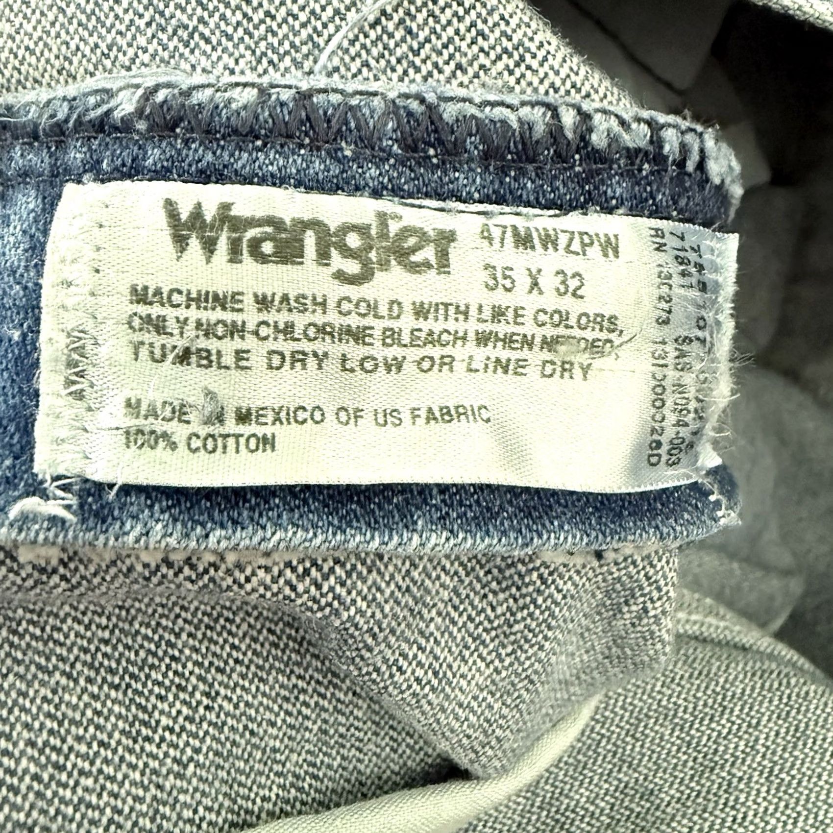 Wrangler Wrangler Jeans 47MWZPW Regular Denim 35x32 Blue Western Cowboy Workwear Mens Straight 5-Pocket Logo Size US 35 - 2 Thumbnail