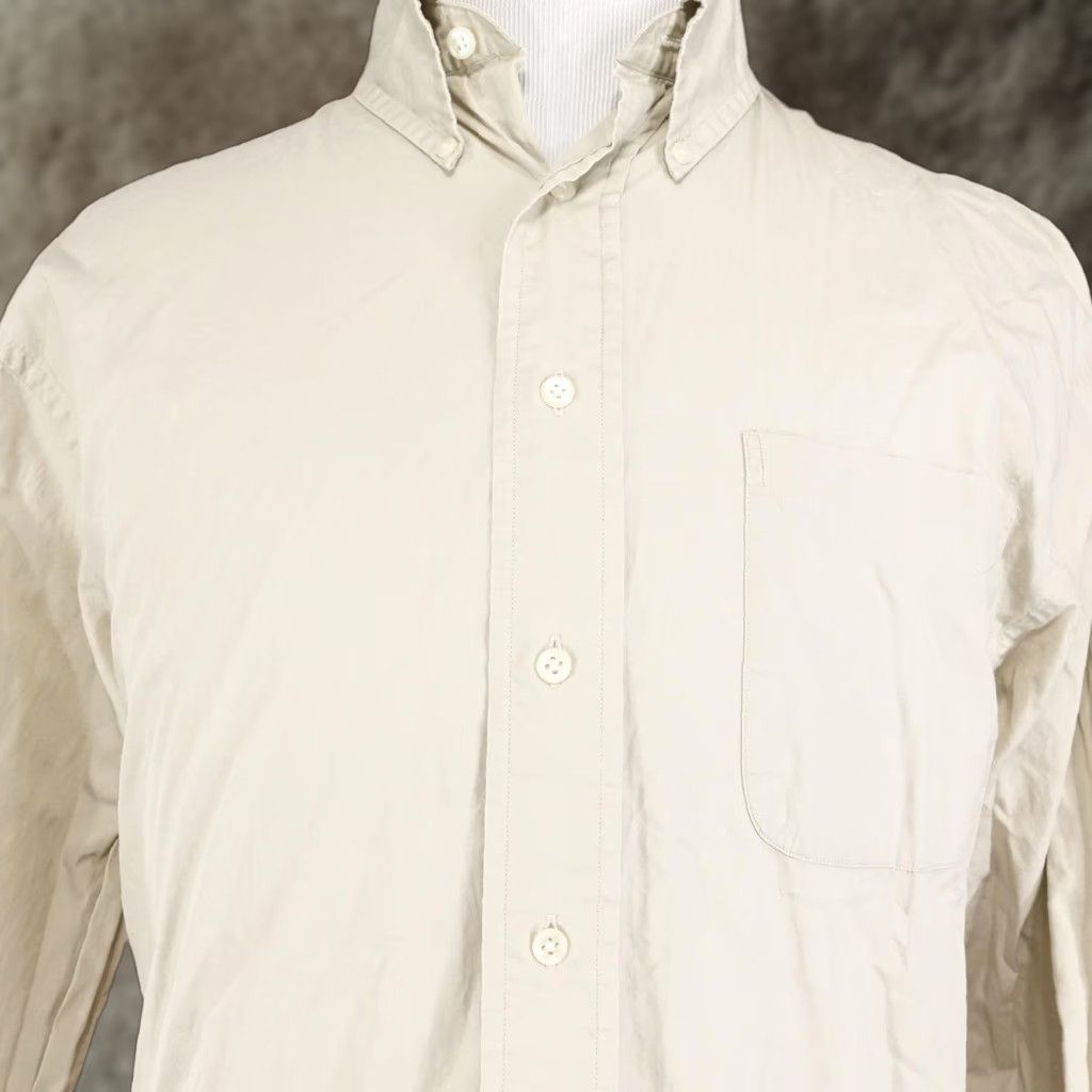 Cremieux VINTAGE? (No) Daniel Cremieux Shirt Men Large Button-Down Long Sleeve Pocket Dress Shirt Beige 100% Cotton Mens L Beige Dress Shirt Size 42R - 1 Thumbnail