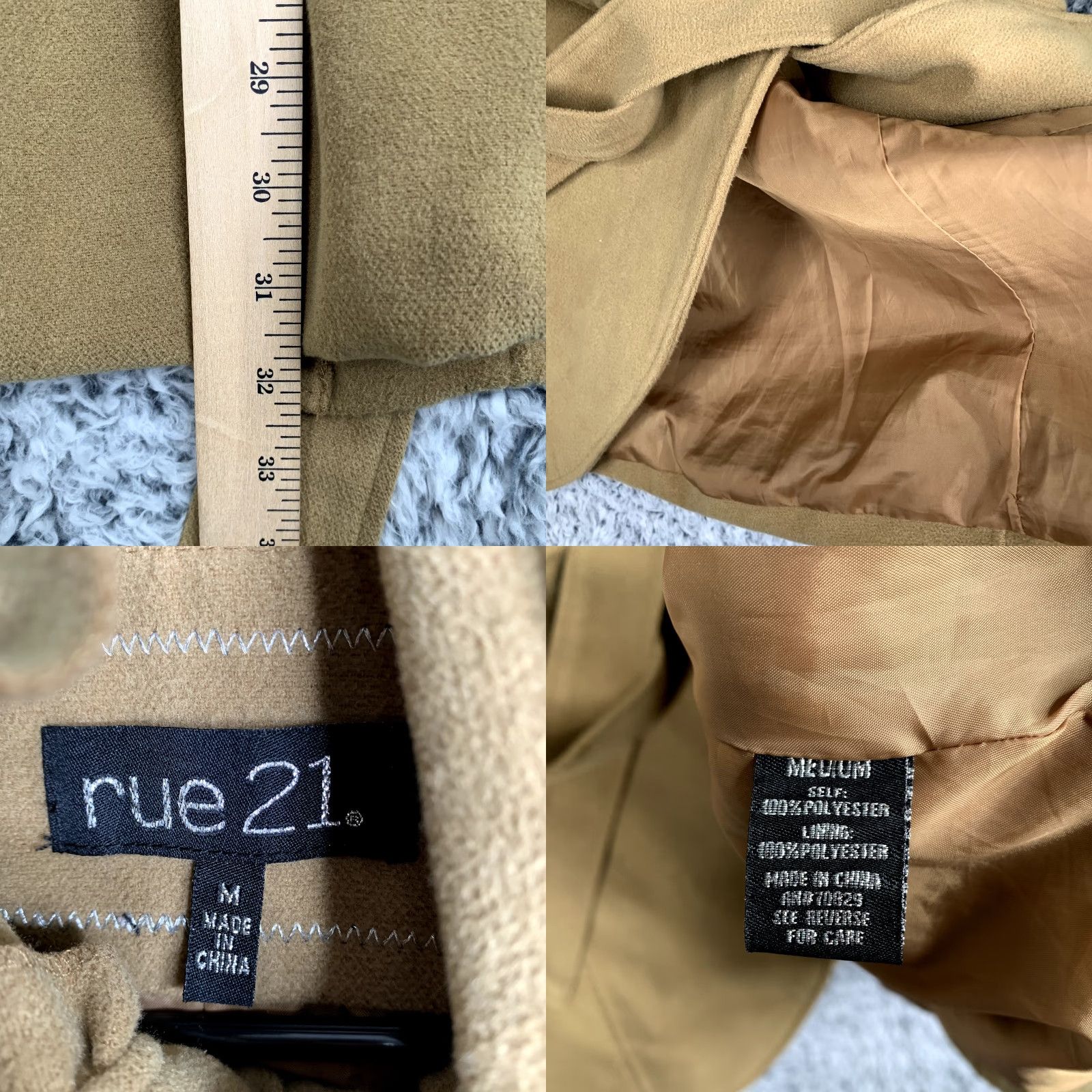 Vintage Rue 21 Coat Womens M Tan Long Cross Over Button Belted Lined Hat? Size M / US 6-8 / IT 42-44 - 8 Thumbnail
