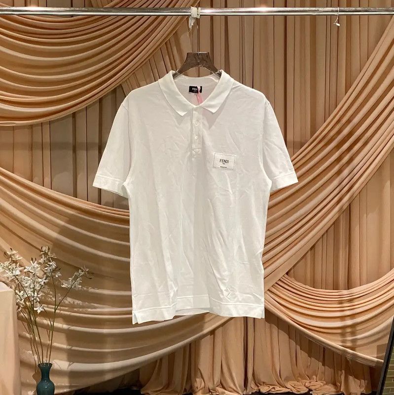 Fendi Fendi Women's White Cotton Polo Shirt 0089 Size M / US 6-8 / IT 42-44 - 1 Thumbnail