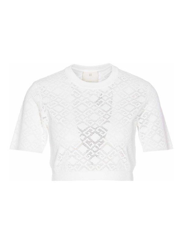 Givenchy o1n1vont0326 Cropped Monogram Top in White Size XS / US 0-2 / IT 36-38 - 1 Thumbnail