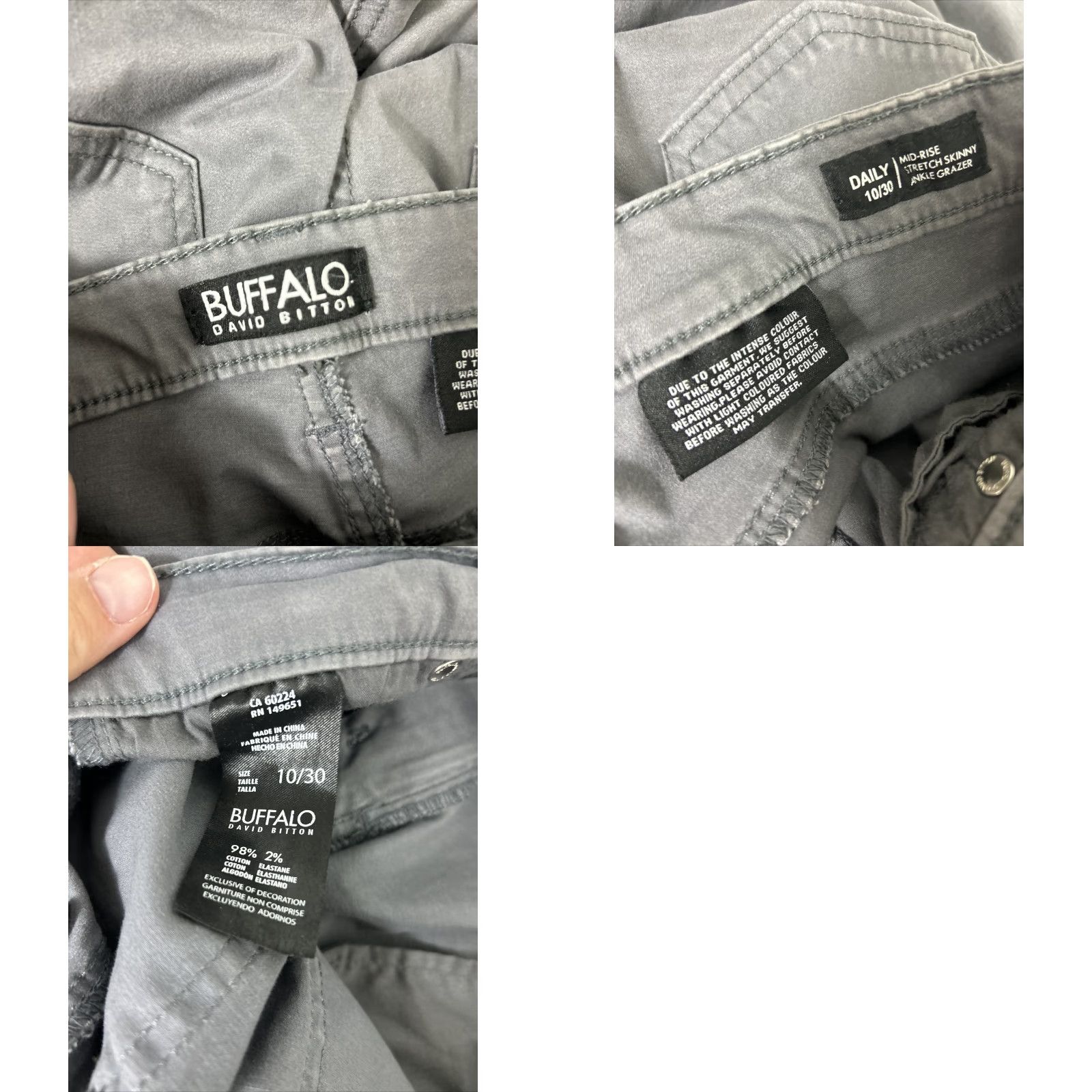 Vintage Buffalo David Button Daily Gray Pants Women 10/30 Mid rise Ankle Stretch 32x26 Size 32" / US 10 / IT 46 - 9 Thumbnail