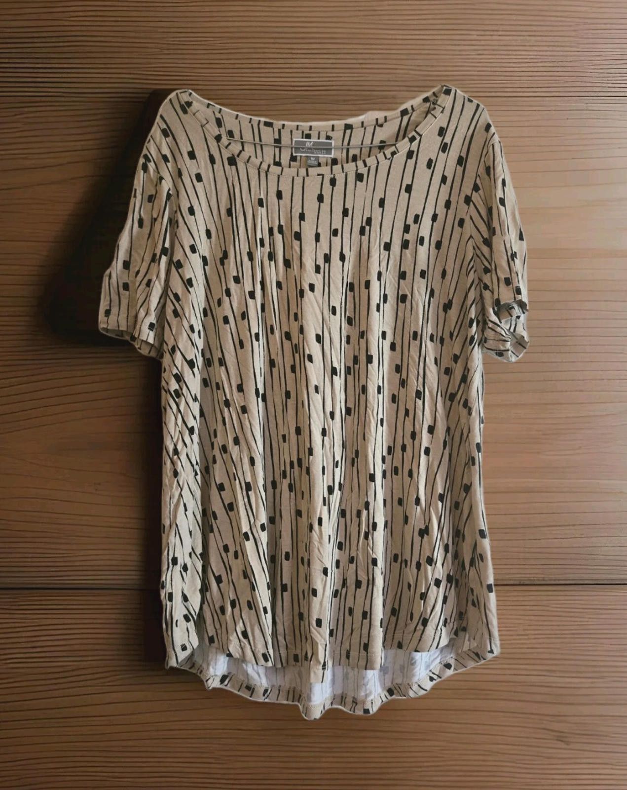 Other JM Collection Woman Top Blouse Size 0X Cream Beige Black Sho Size XL / US 12-14 / IT 48-50 - 1 Thumbnail