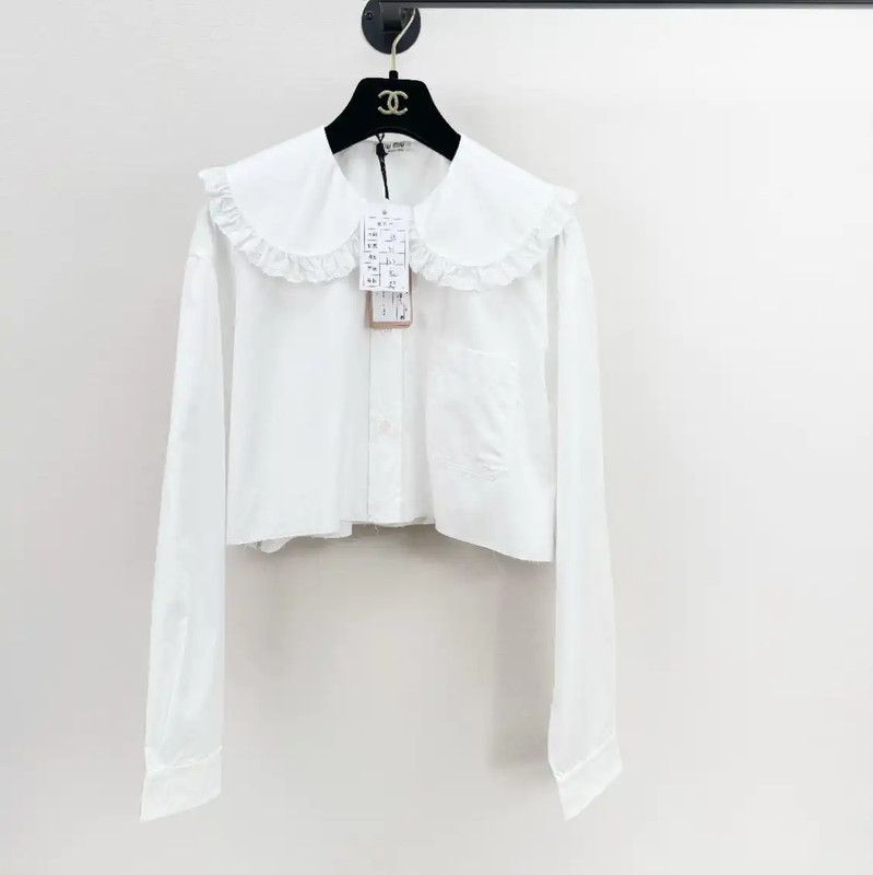 Miu Miu Miu Miu White Cotton Long Sleeve Shirt 0089 Size M / US 6-8 / IT 42-44 - 1 Thumbnail