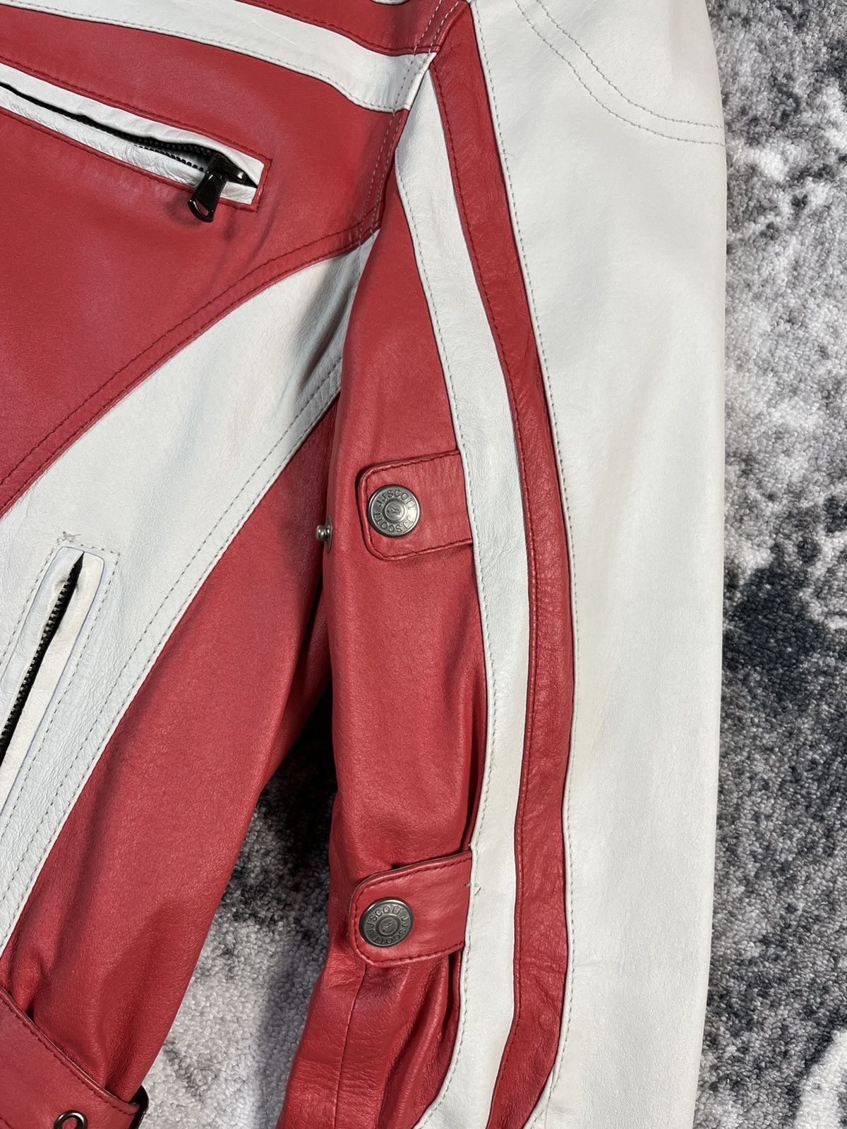 Leather J.J.Scott Leather Racing Jacket Red White Moto L Size US L / EU 52-54 / 3 - 7 Thumbnail